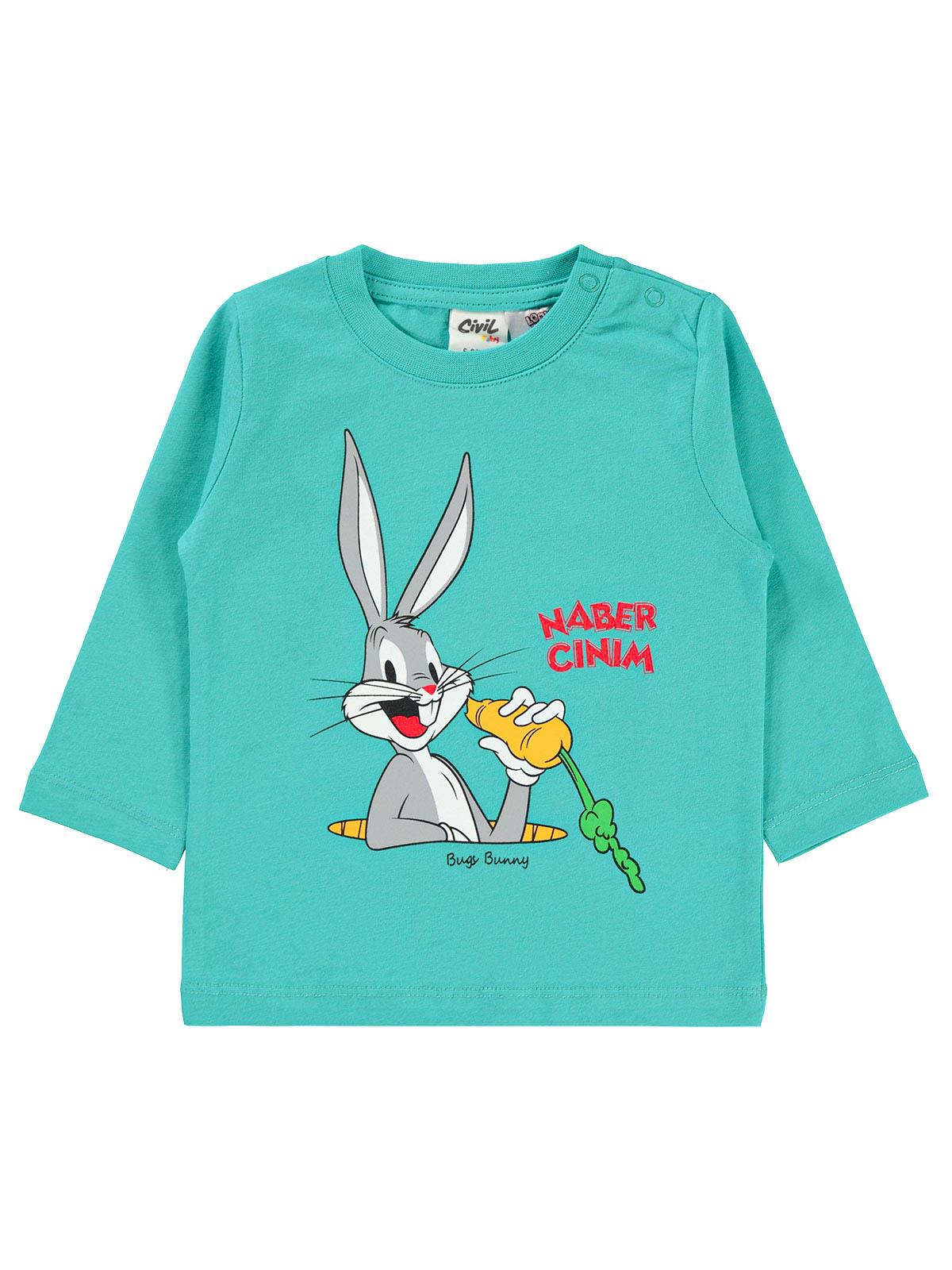 Bugs Buny Erkek Bebek Sweatshirt 6-18 Ay Mint Yeşili