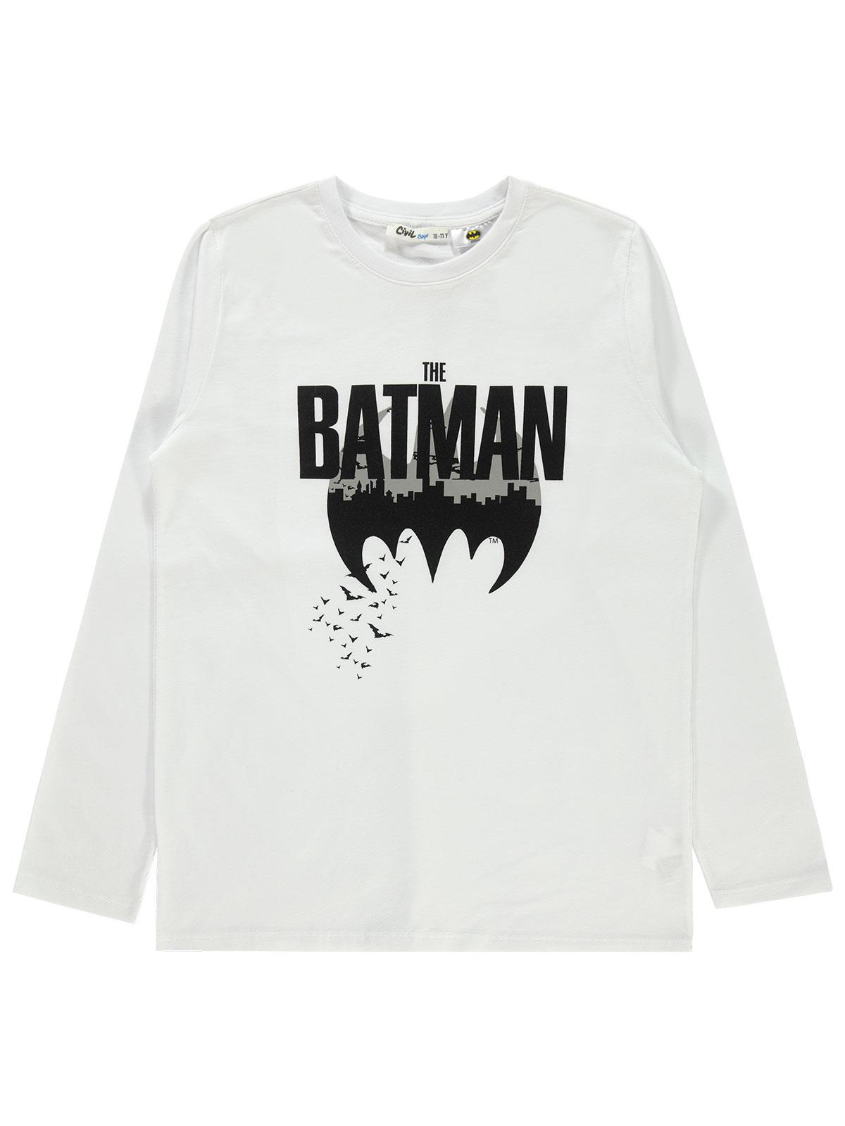 Batman Erkek Çocuk Sweatshirt 10-13 Yaş Beyaz