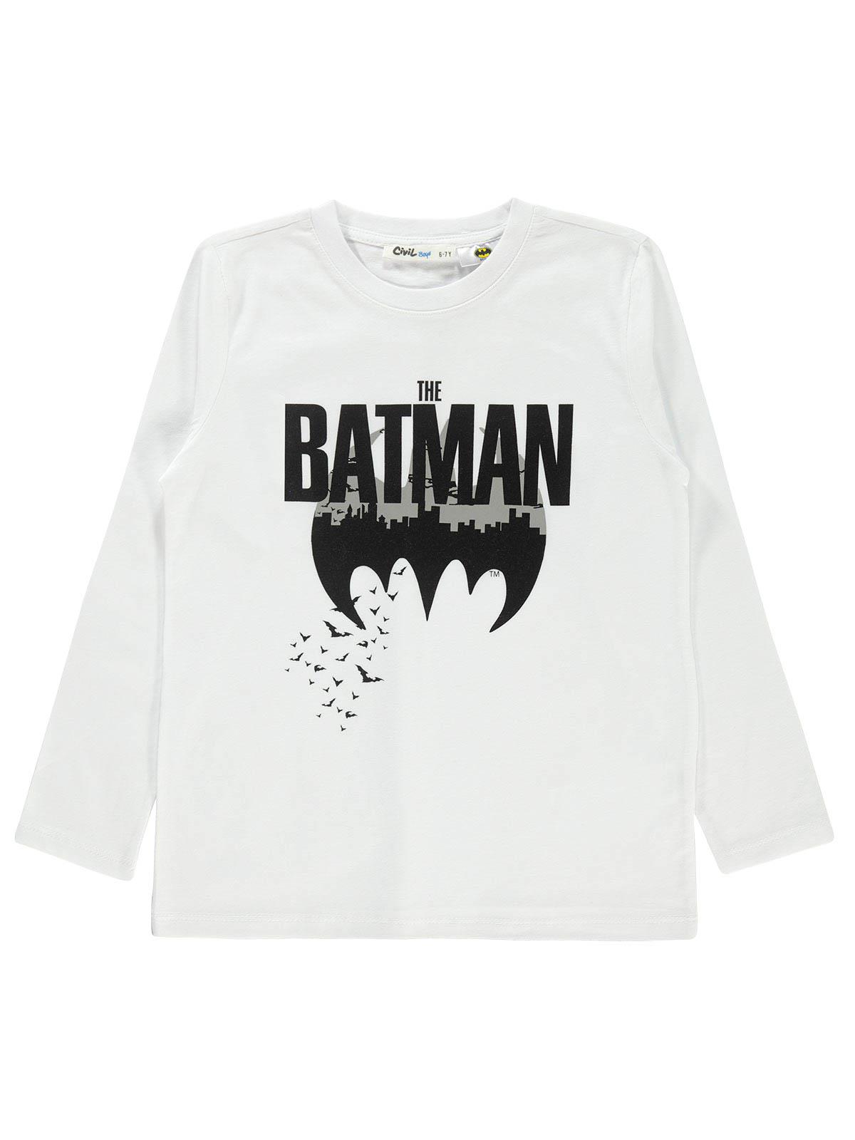 Batman Erkek Çocuk Sweatshirt 6-9 Yaş Beyaz