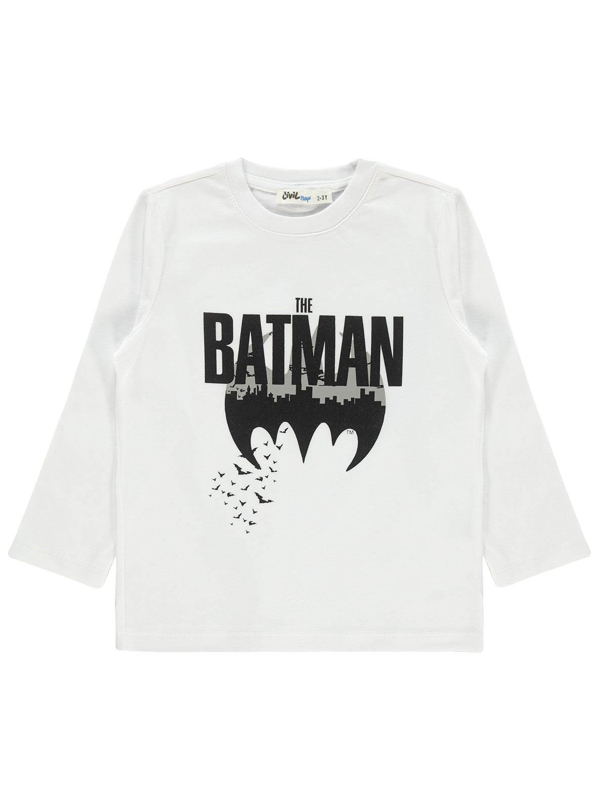 Batman Erkek Çocuk Sweatshirt 2-5 Yaş Beyaz