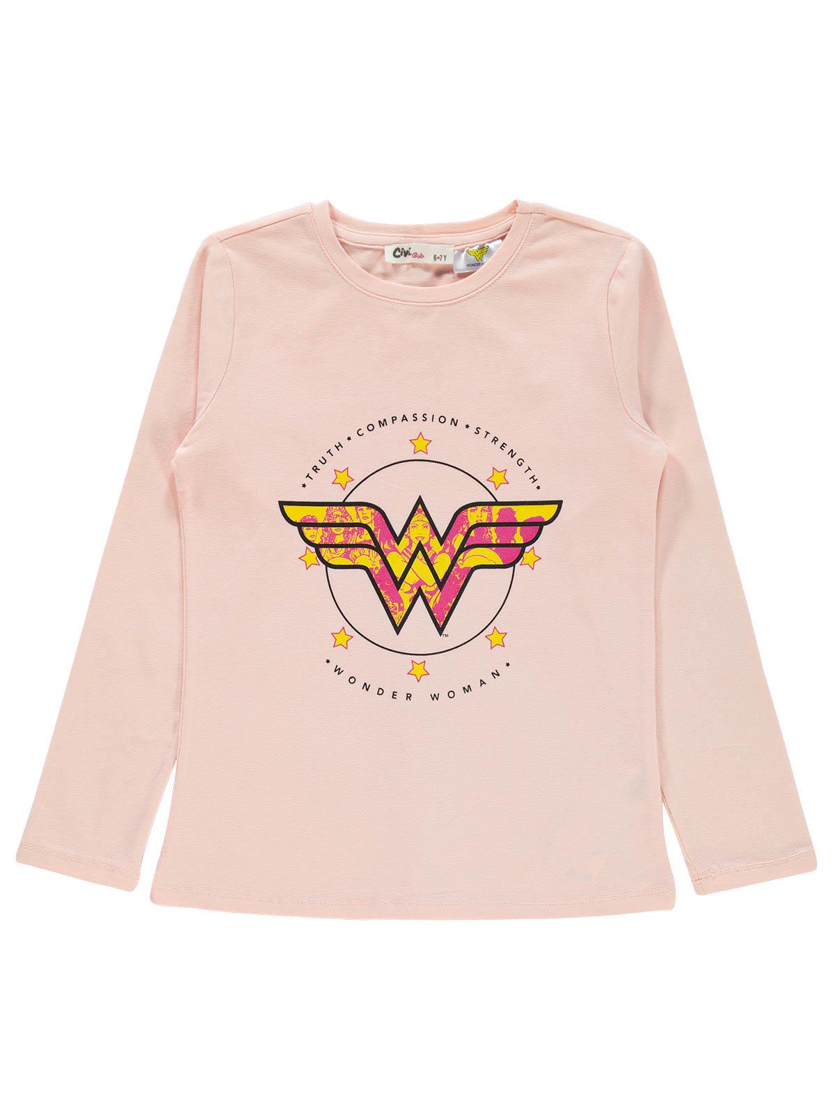 Wonder Woman Kız Çocuk Sweatshirt 6-9 Yaş Somon