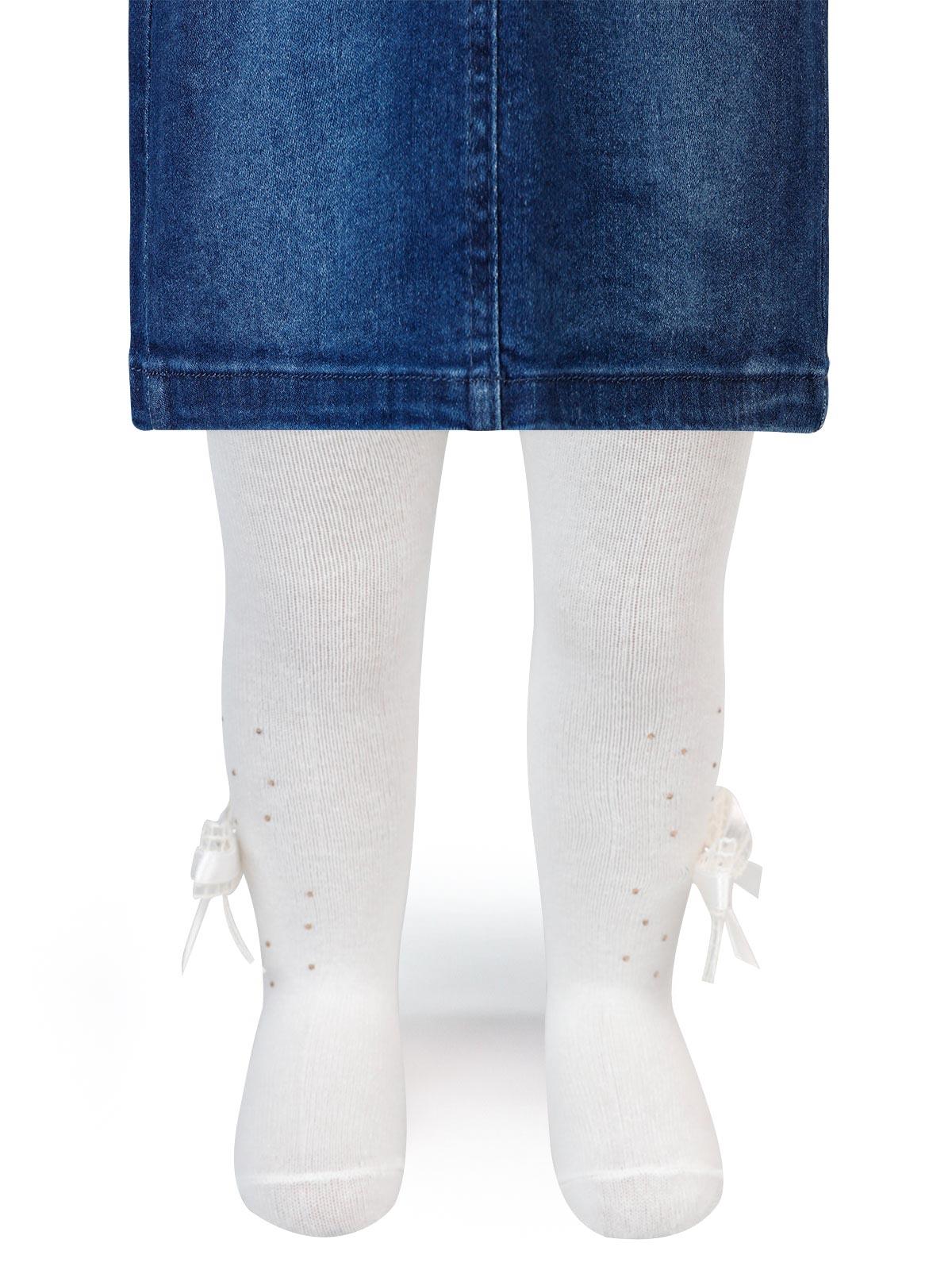 Artı Kız Bebek Aksesuarlı Külotlu Çorap 0-12 Ay Ekru