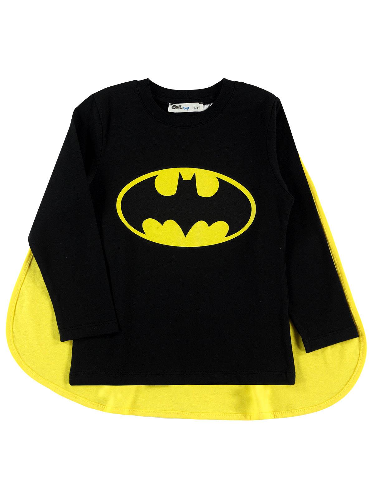Batman Erkek Çocuk Pelerinli Sweatshirt 2-5 Yaş Siyah