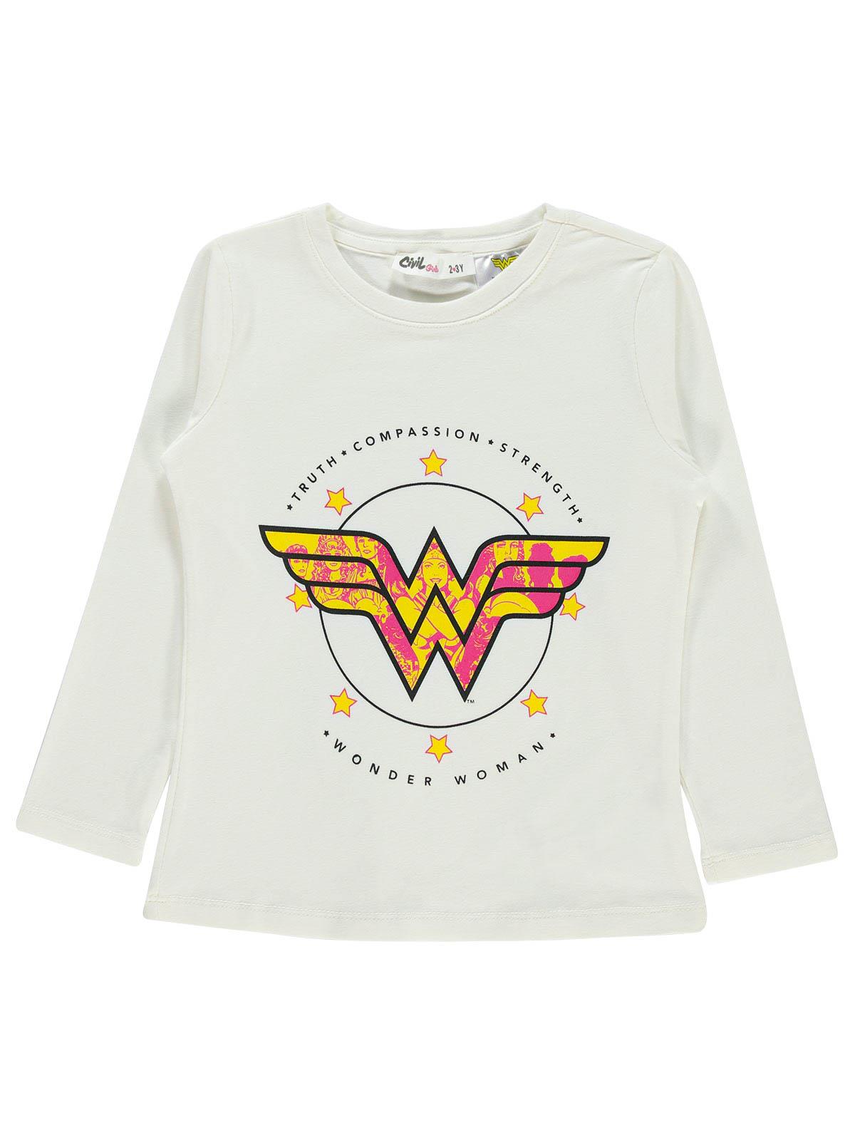 Wonder Woman Kız Çocuk Sweatshirt 2-5 Yaş Ekru