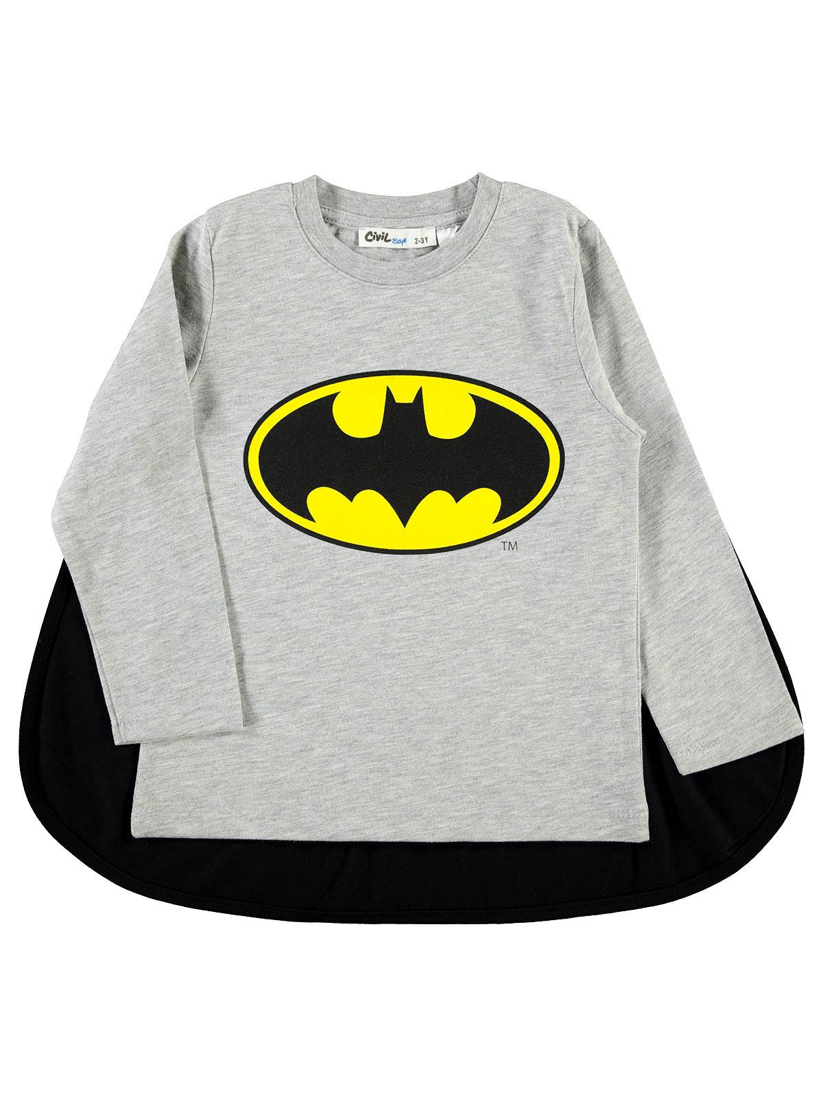 Batman Erkek Çocuk Pelerinli Sweatshirt 2-5 Yaş Gri