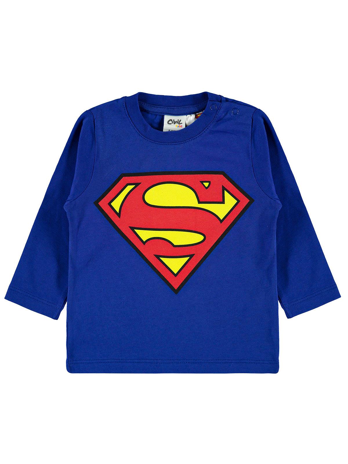 Superman Erkek Bebek Sweatshirt 6-18 Ay Saks Mavisi