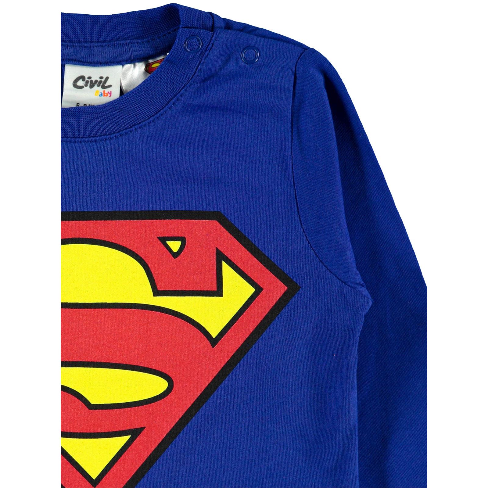 Superman Erkek Bebek Sweatshirt 6-18 Ay Saks Mavisi
