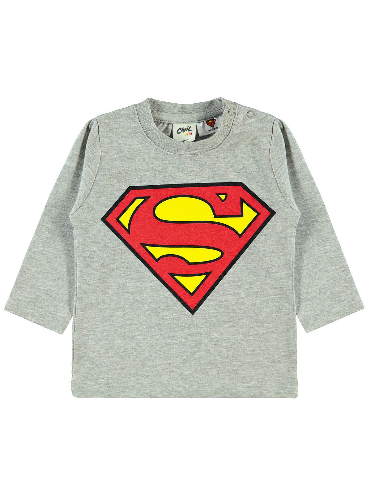 Superman Erkek Bebek Sweatshirt 6-18 Ay Gri