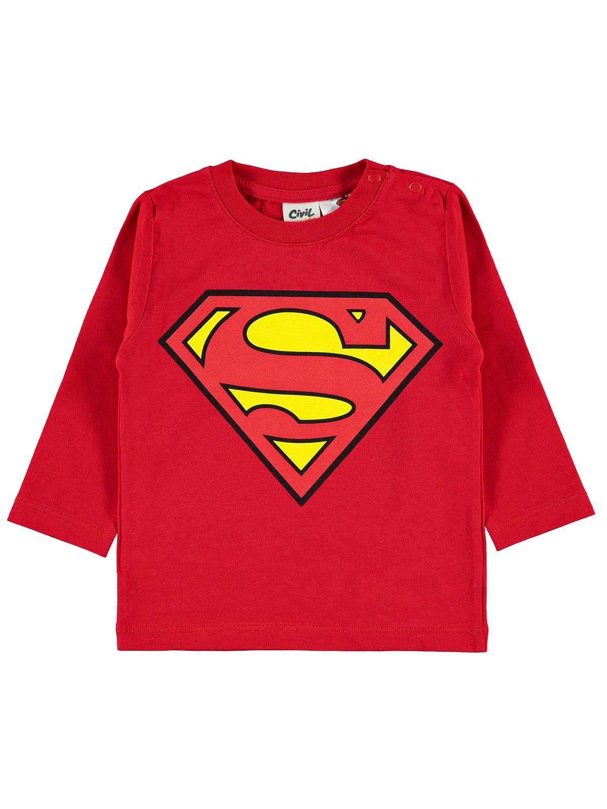 Superman Erkek Bebek Sweatshirt 6-18 Ay Kırmızı