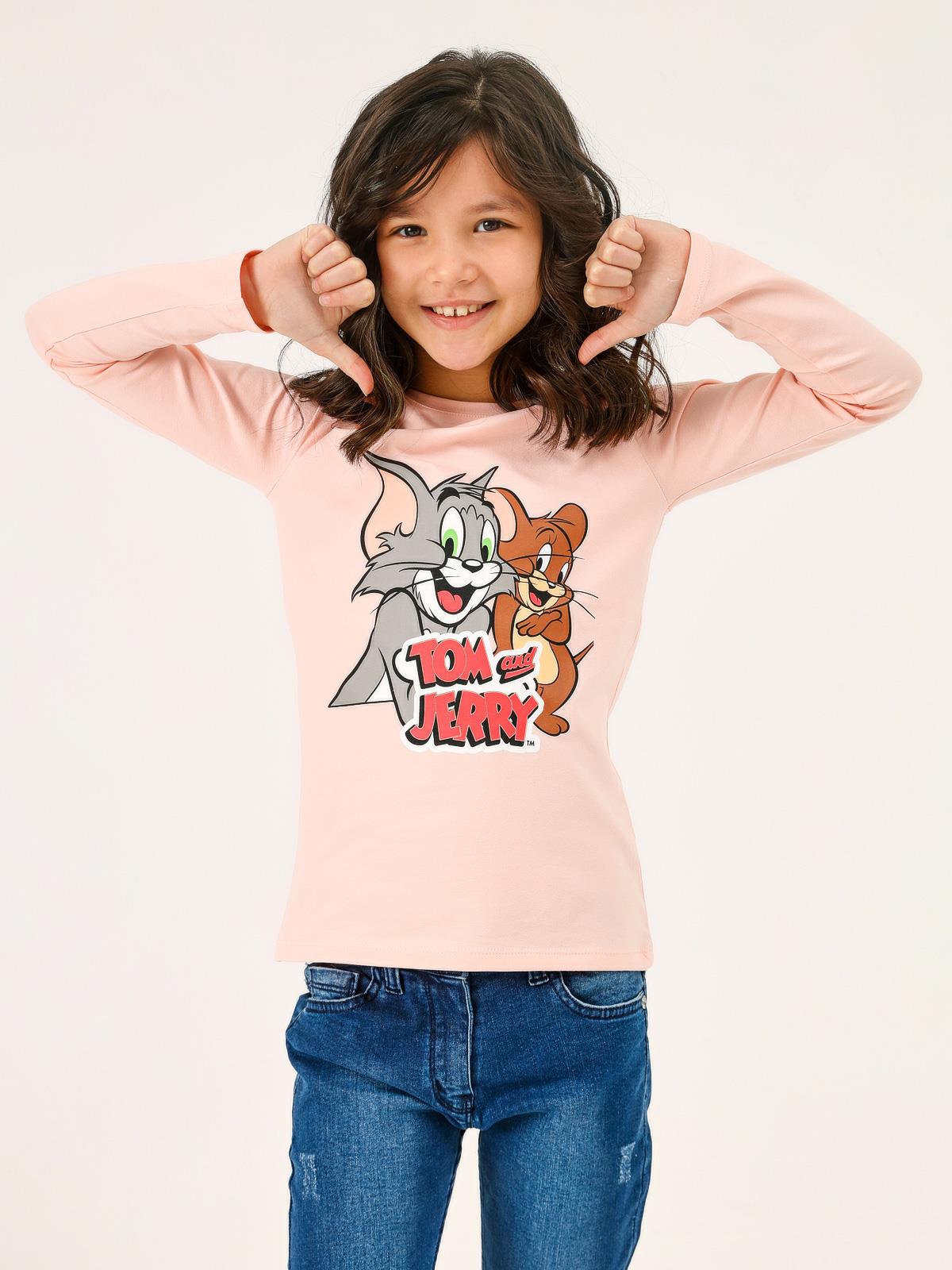 Tom And Jerry Kız Çocuk Sweatshirt 6-9 Yaş Pudra