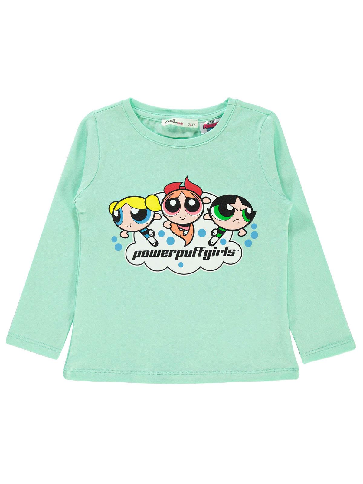 Power Puff Girls Kız Çocuk Sweatshirt 2-5 Yaş Mint Yeşili