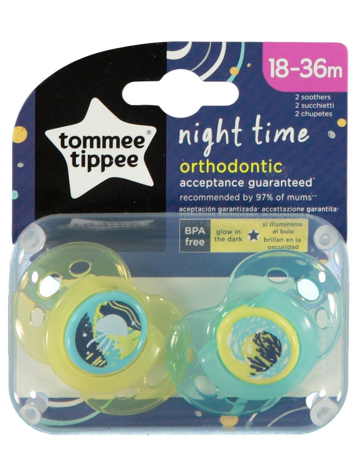Tommee Tippee Night Time 2'li Ortodontik Silikon Emzik 18-36 Ay Yeşil
