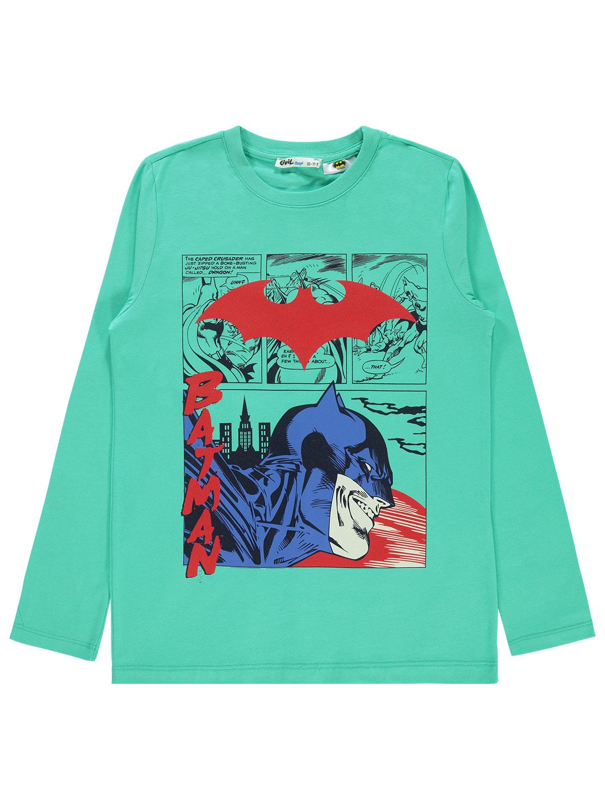Batman Erkek Çocuk Sweatshirt 10-13 Yaş Mint Yeşili