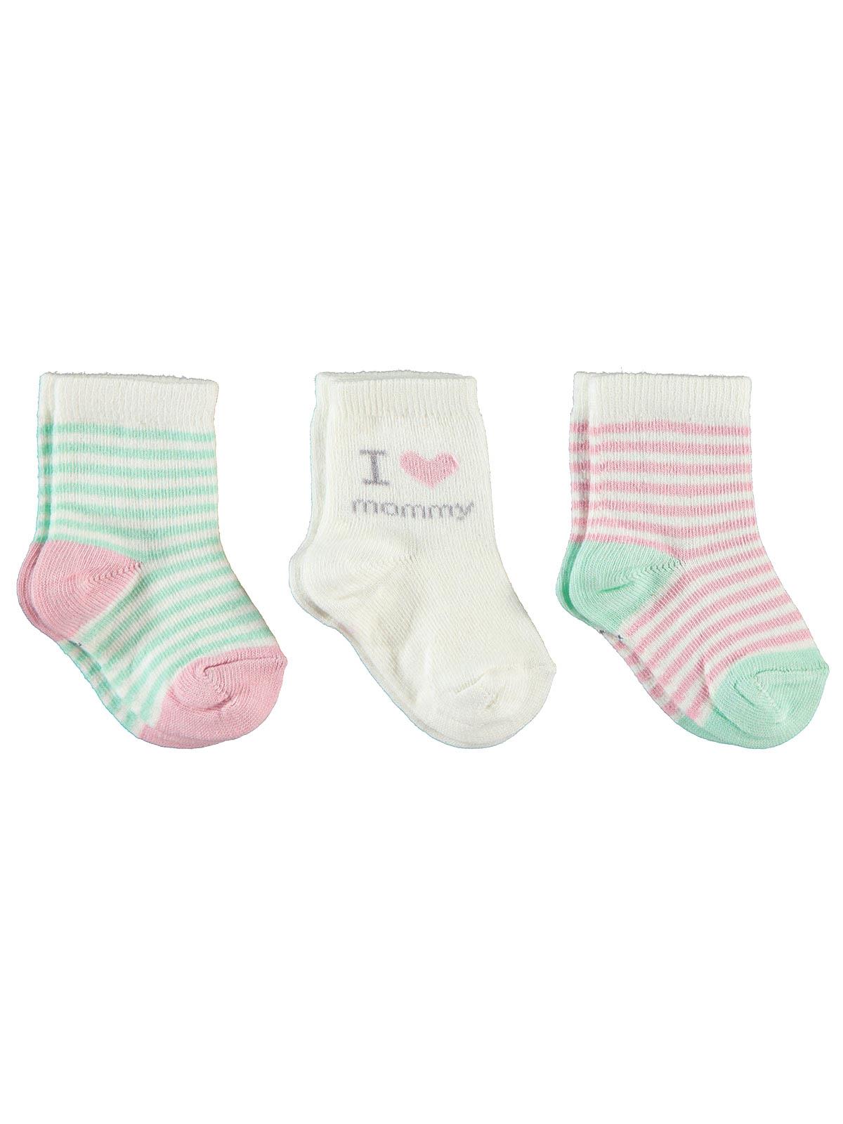 Civil Baby Kız Bebek 3'lü Çorap 0-24 Ay Ekru