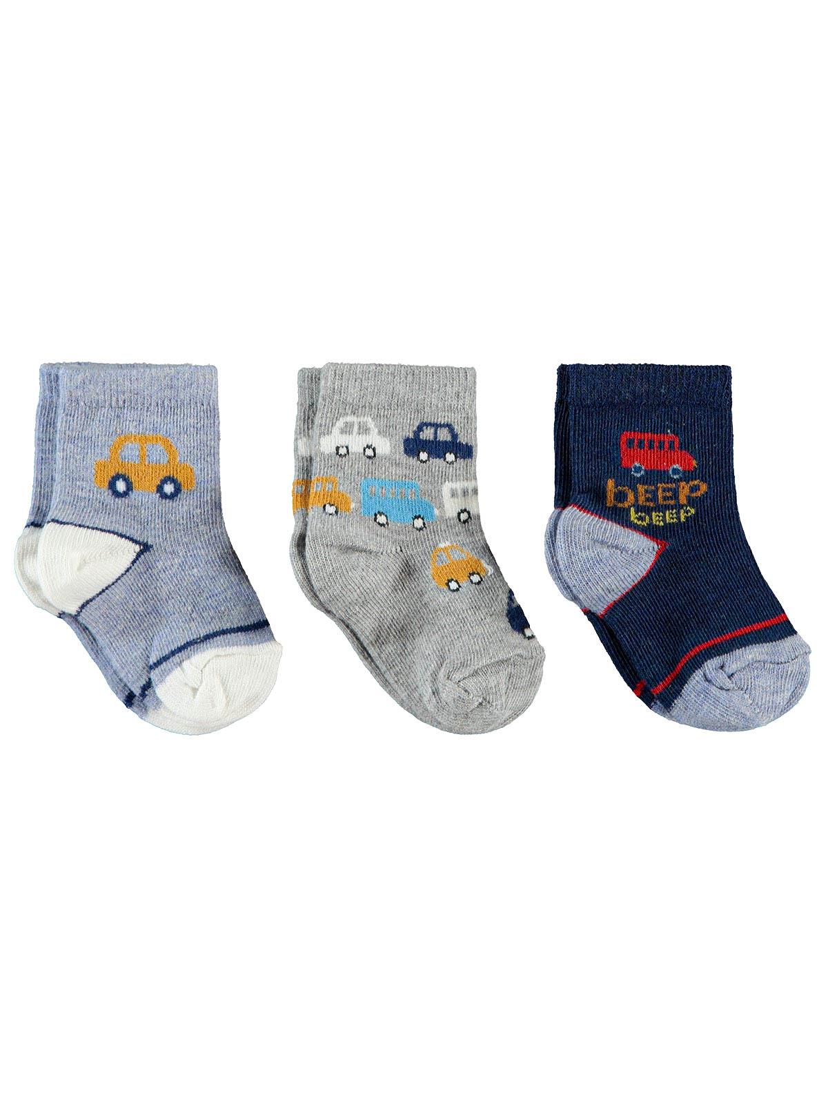 Civil Baby Erkek Bebek 3'lü Çorap 0-24 Ay Lacivert