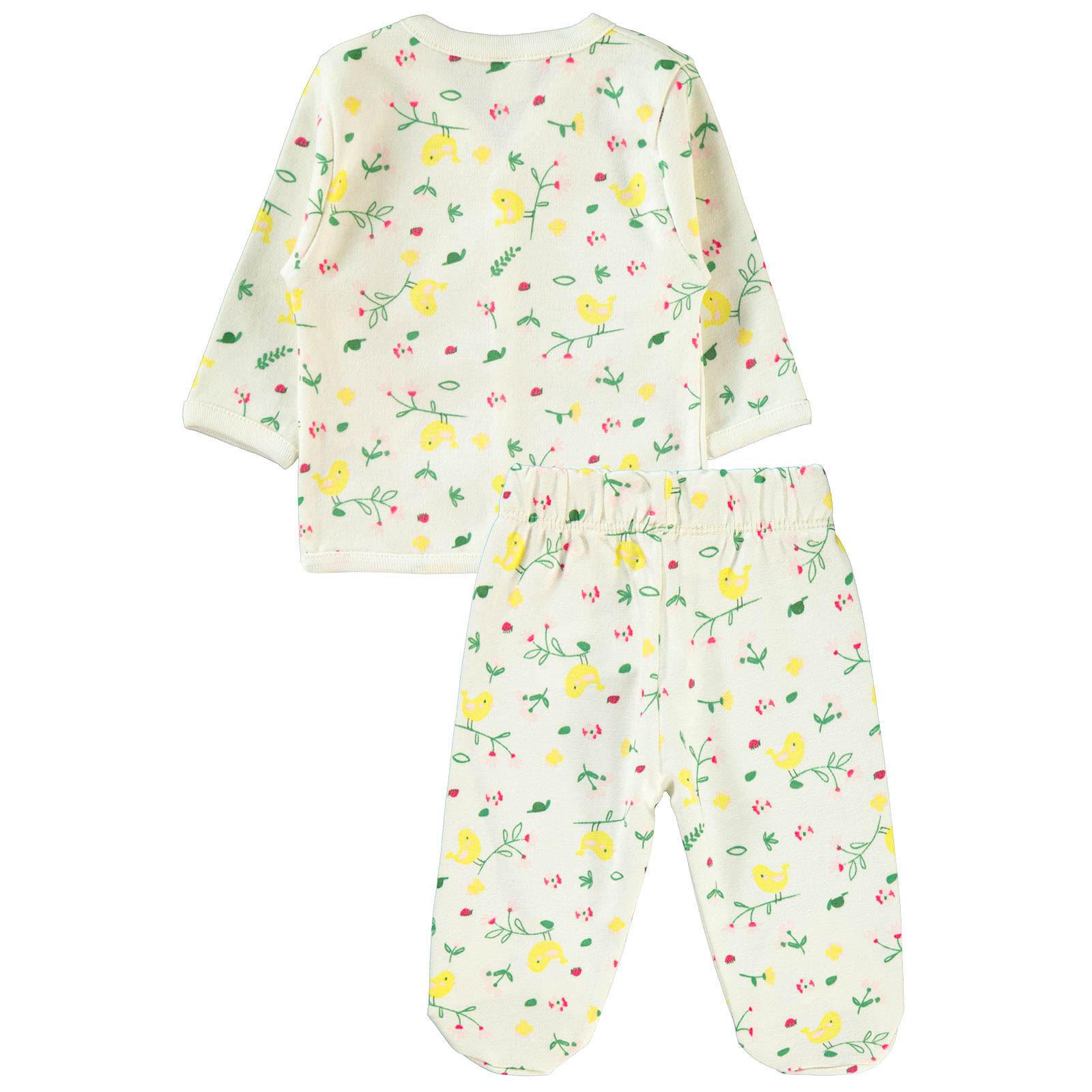 Civil Baby Kız Bebek Pijama Takımı 0-3 Ay Ekru