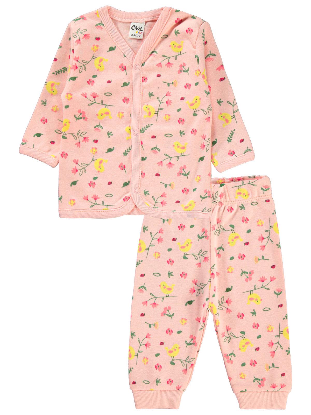 Civil Baby Kız Bebek Pijama Takımı 0-9 Ay Pudra