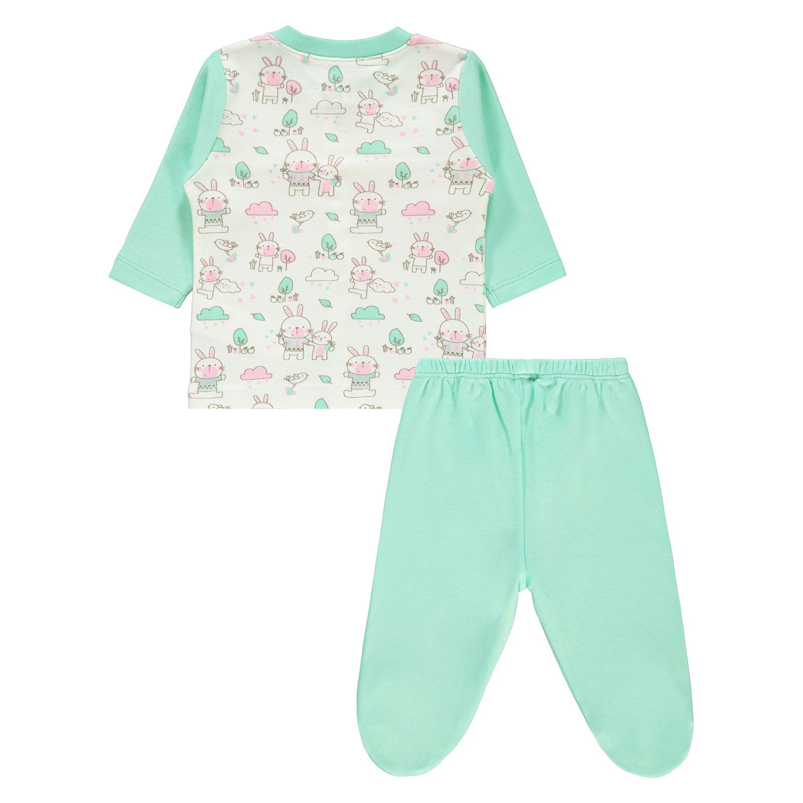 Kujju Kız Bebek Pijama Takımı 0-6 Ay Mint Yeşili