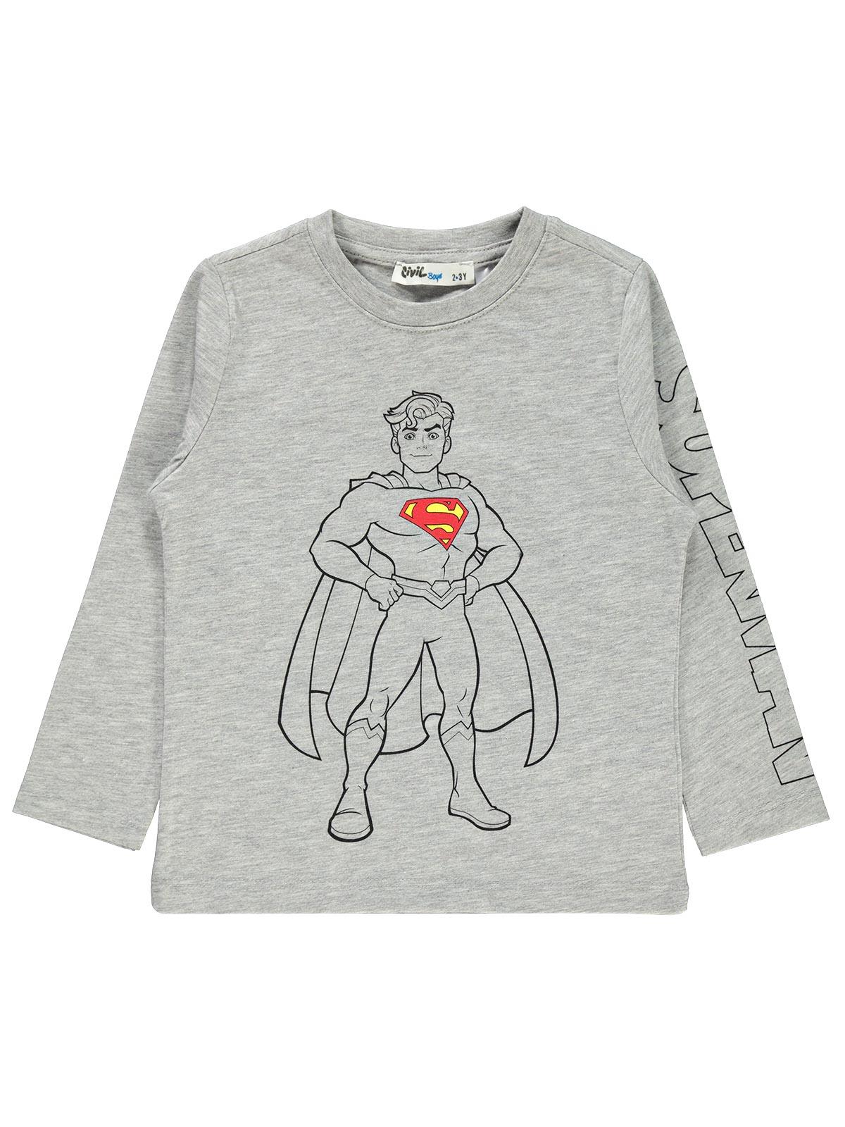 Superman Erkek Çocuk Sweatshirt 2-5 Yaş Gri
