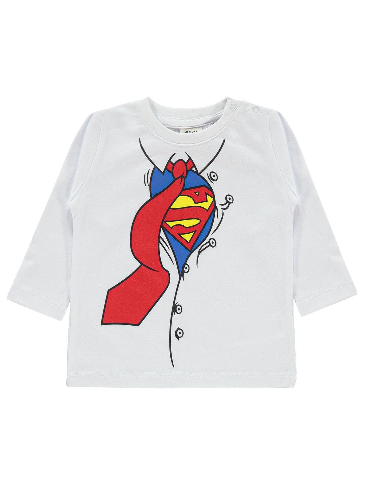 Superman Erkek Bebek Sweatshirt 6-18 Ay Beyaz
