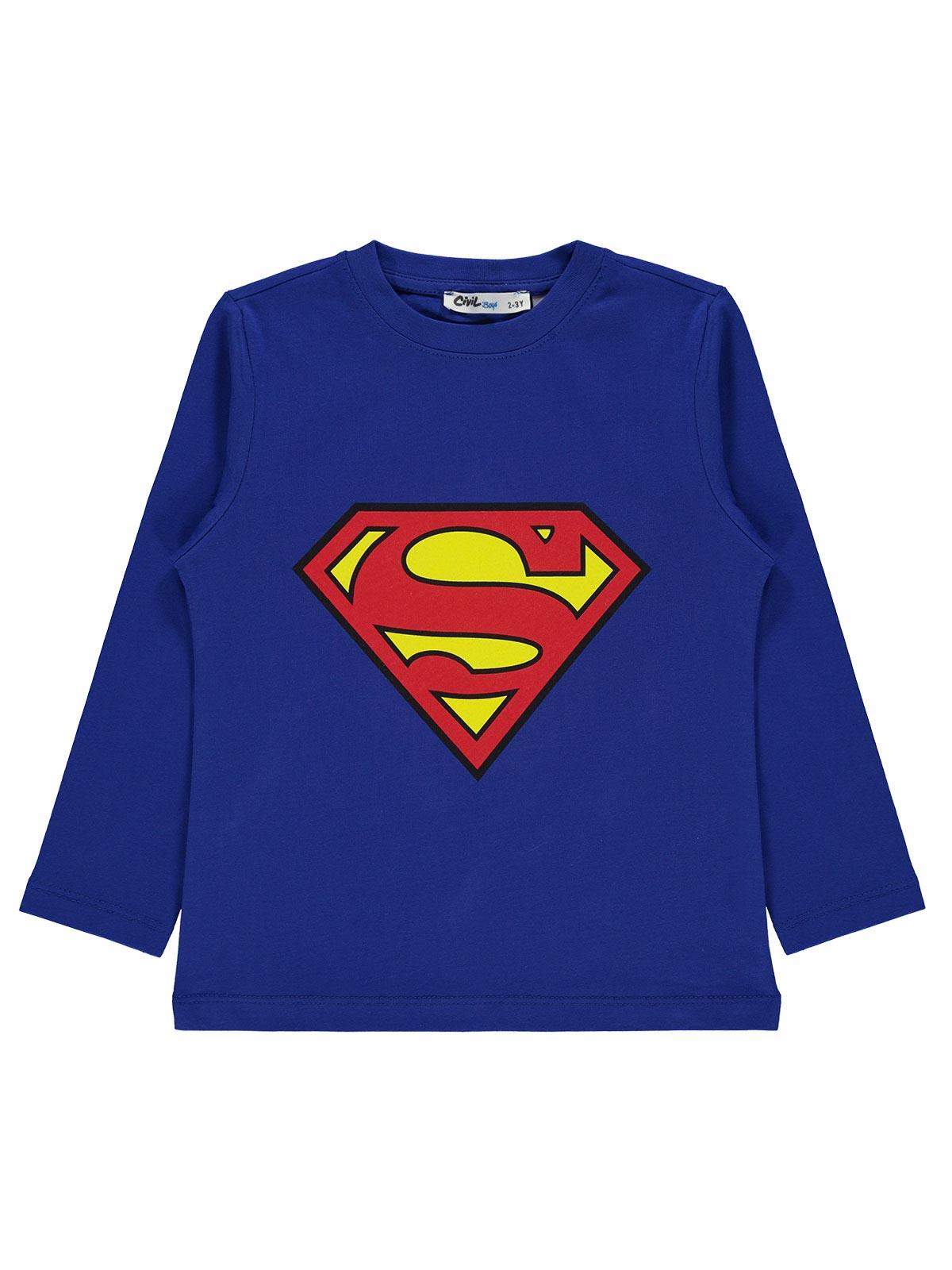 Superman Erkek Çocuk Sweatshirt 2-5 Yaş Saks Mavisi