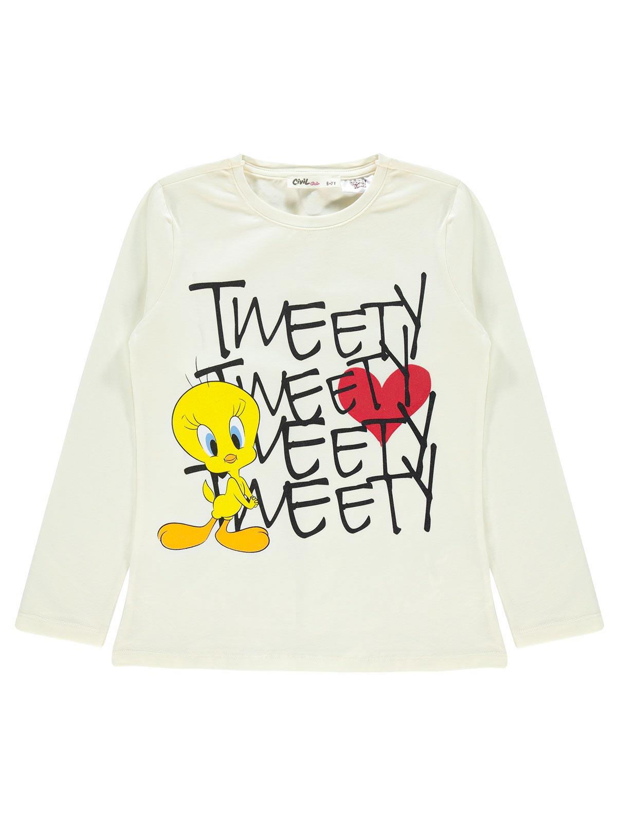 Tweety Kız Çocuk Sweatshirt 6-9 Yaş Ekru