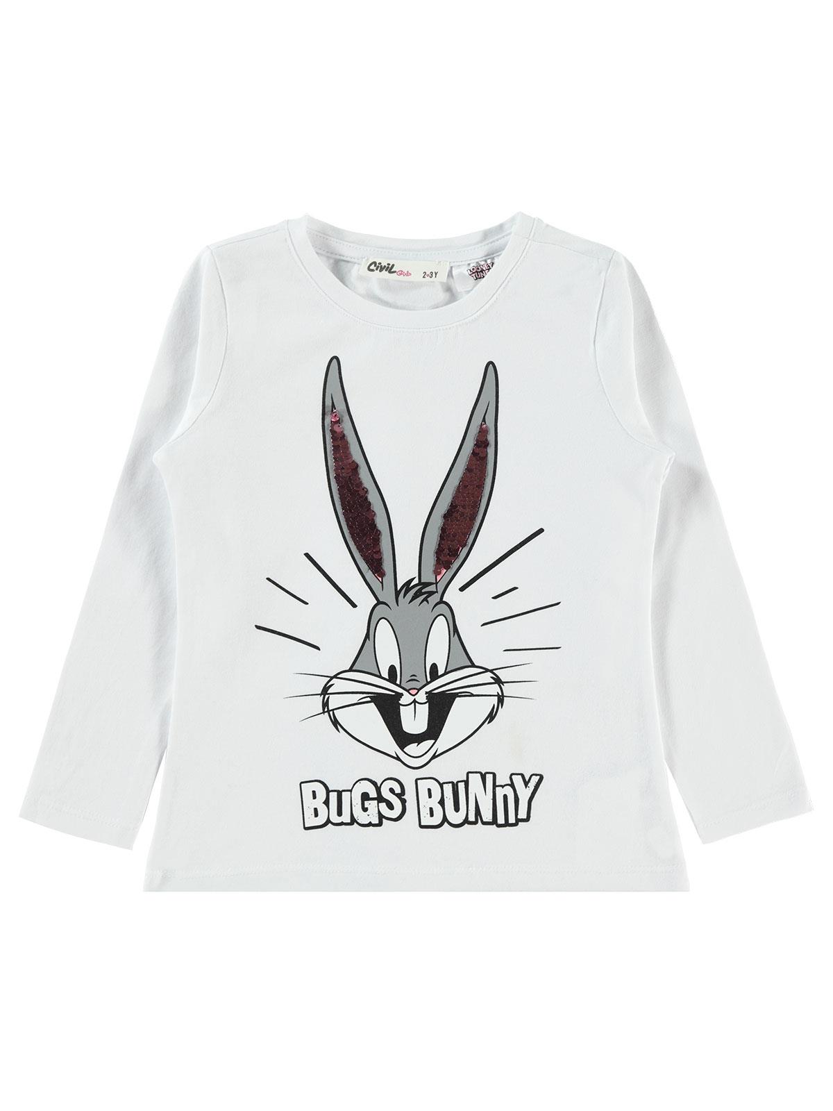 Bugs Bunny Kız Çocuk Sweatshirt 2-5 Yaş Beyaz