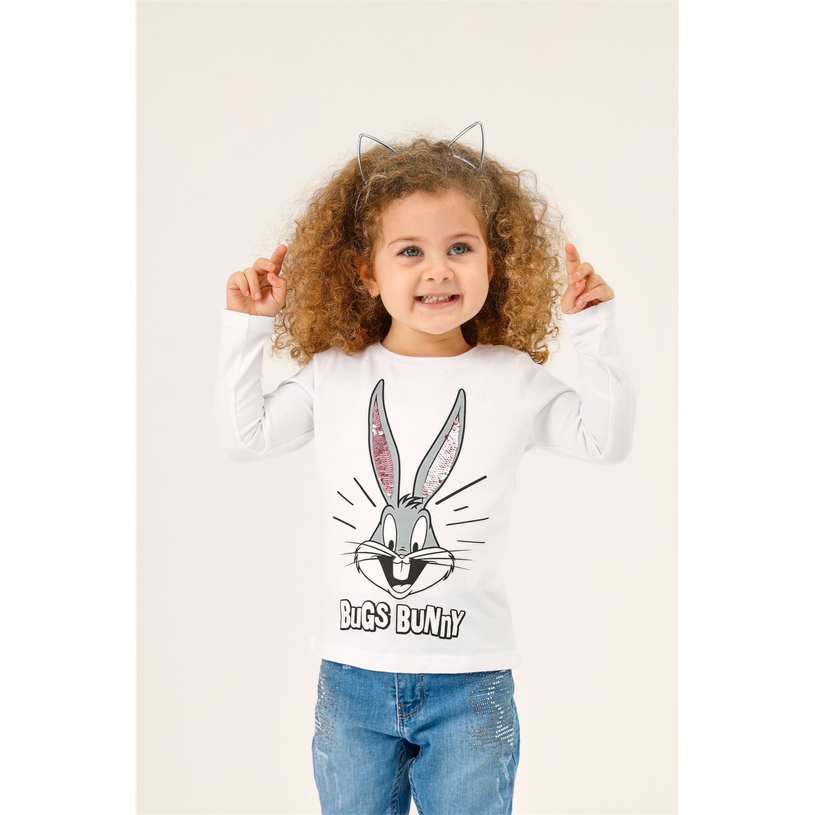 Bugs Bunny Kız Çocuk Sweatshirt 2-5 Yaş Beyaz