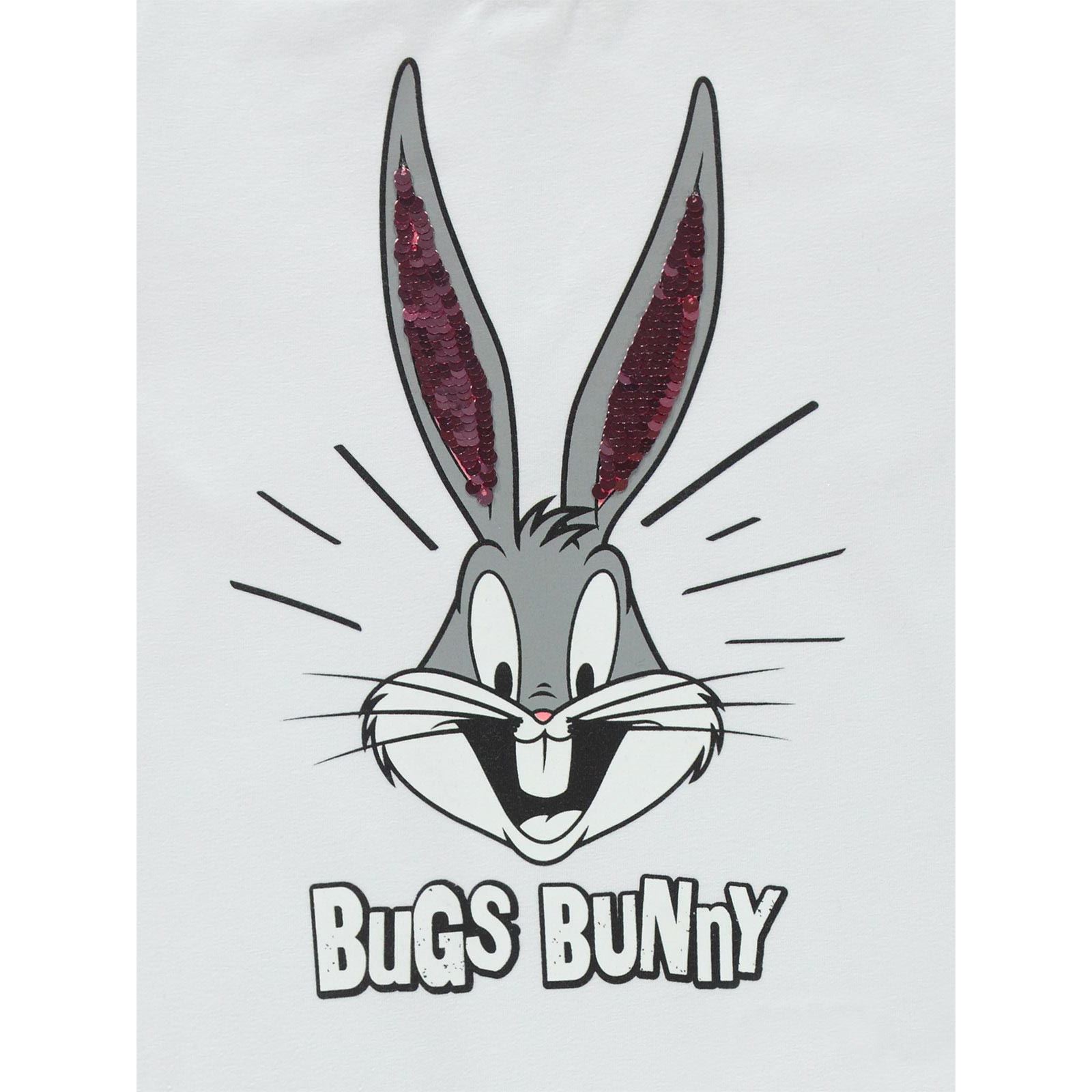 Bugs Bunny Kız Çocuk Sweatshirt 6-9 Yaş Beyaz