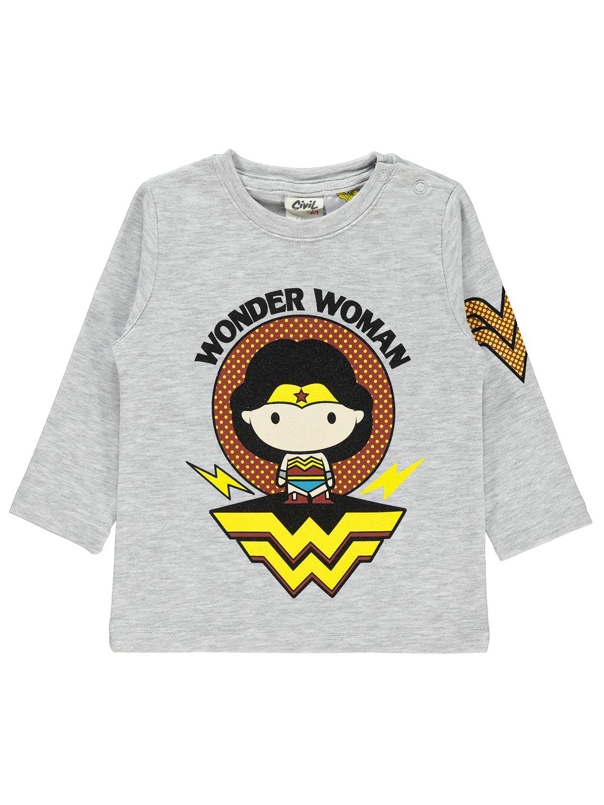 Wonder Woman Kız Bebek Sweatshirt 6-18 Ay Gri
