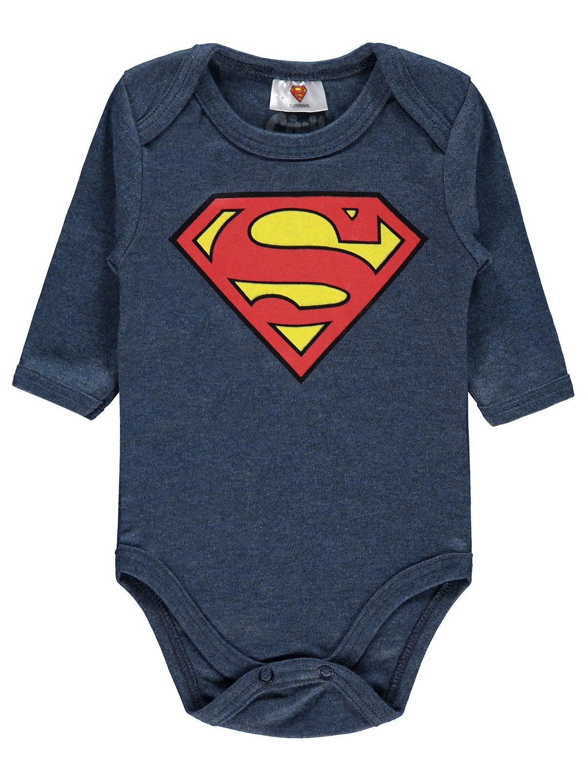 Superman Erkek Bebek Çıtçıtlı Badi 0-24 Ay Lacivert