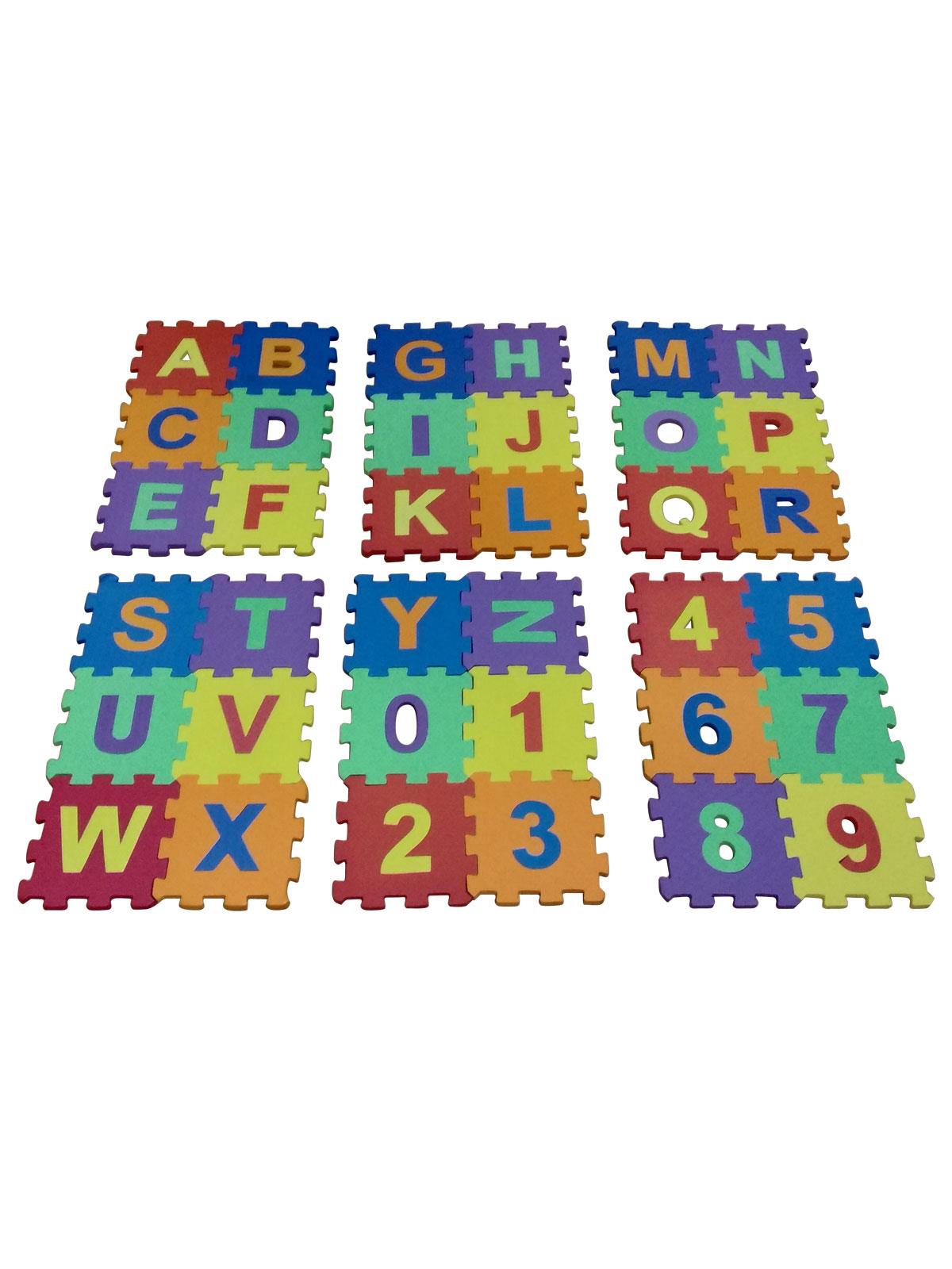 Elfobaby Eva Puzzle Oyun Matı 36 Parça  12cm x 12cm Harfler ve Sayılar