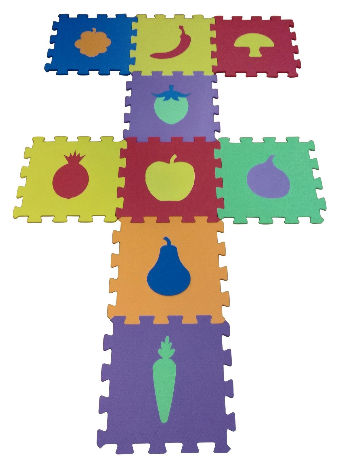 Elfobaby Eva Puzzle Oyun Matı 9 Parça  33cm x 33cm Meyveler Temalı