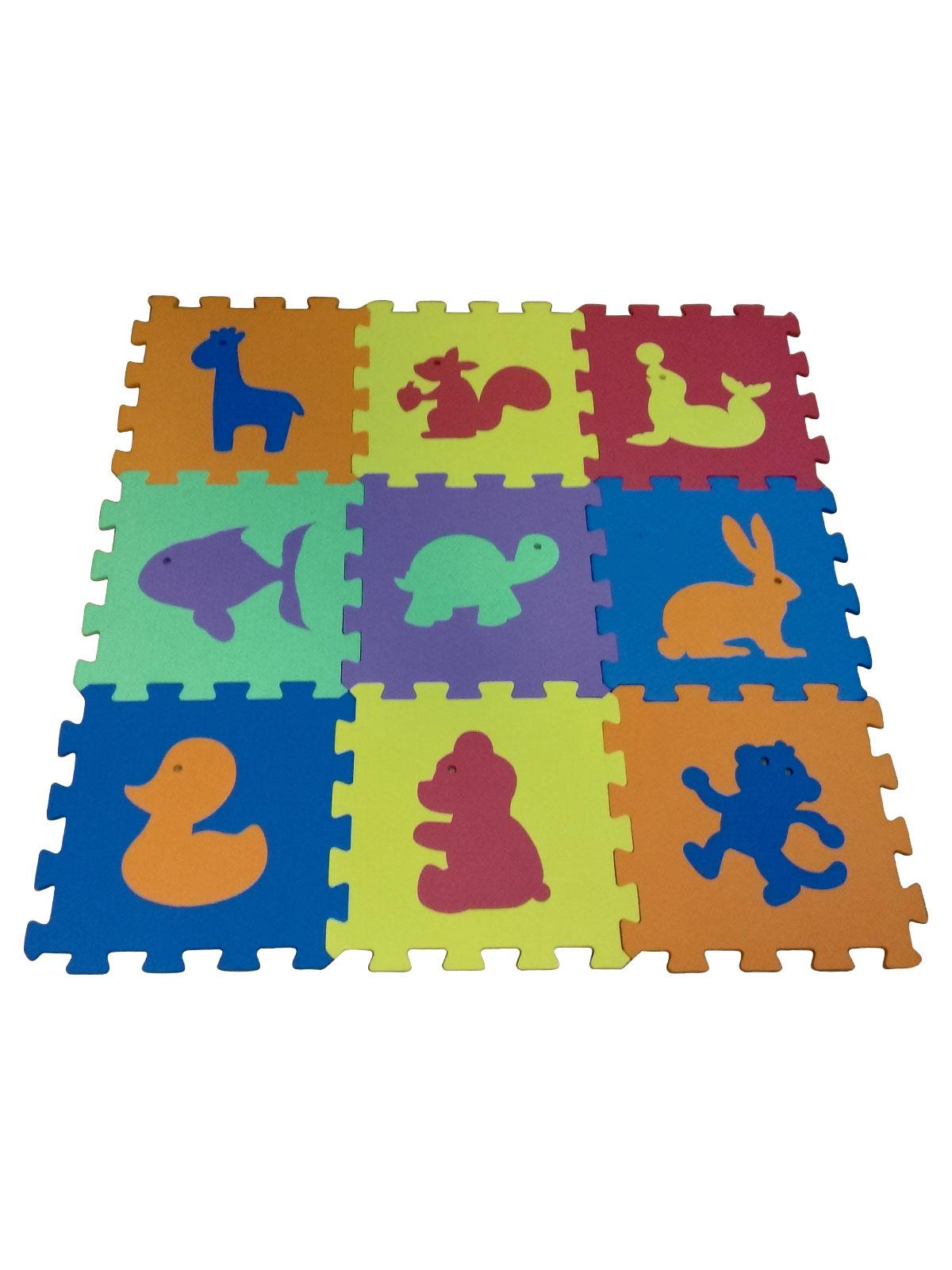 ELF101-D Elfobaby Eva Puzzle Oyun Matı 9 Parça  33cm x 33cm Hayvanlar Temalı