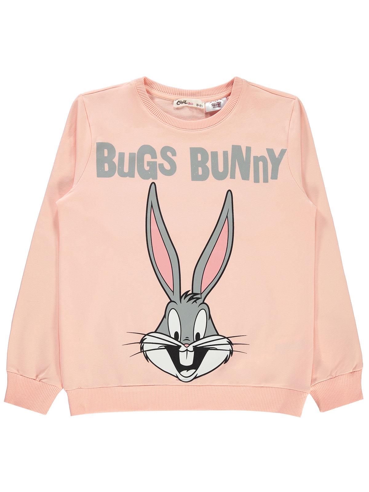 Bugs Bunny Kız Çocuk Sweatshirt 10-13 Yaş Pudra