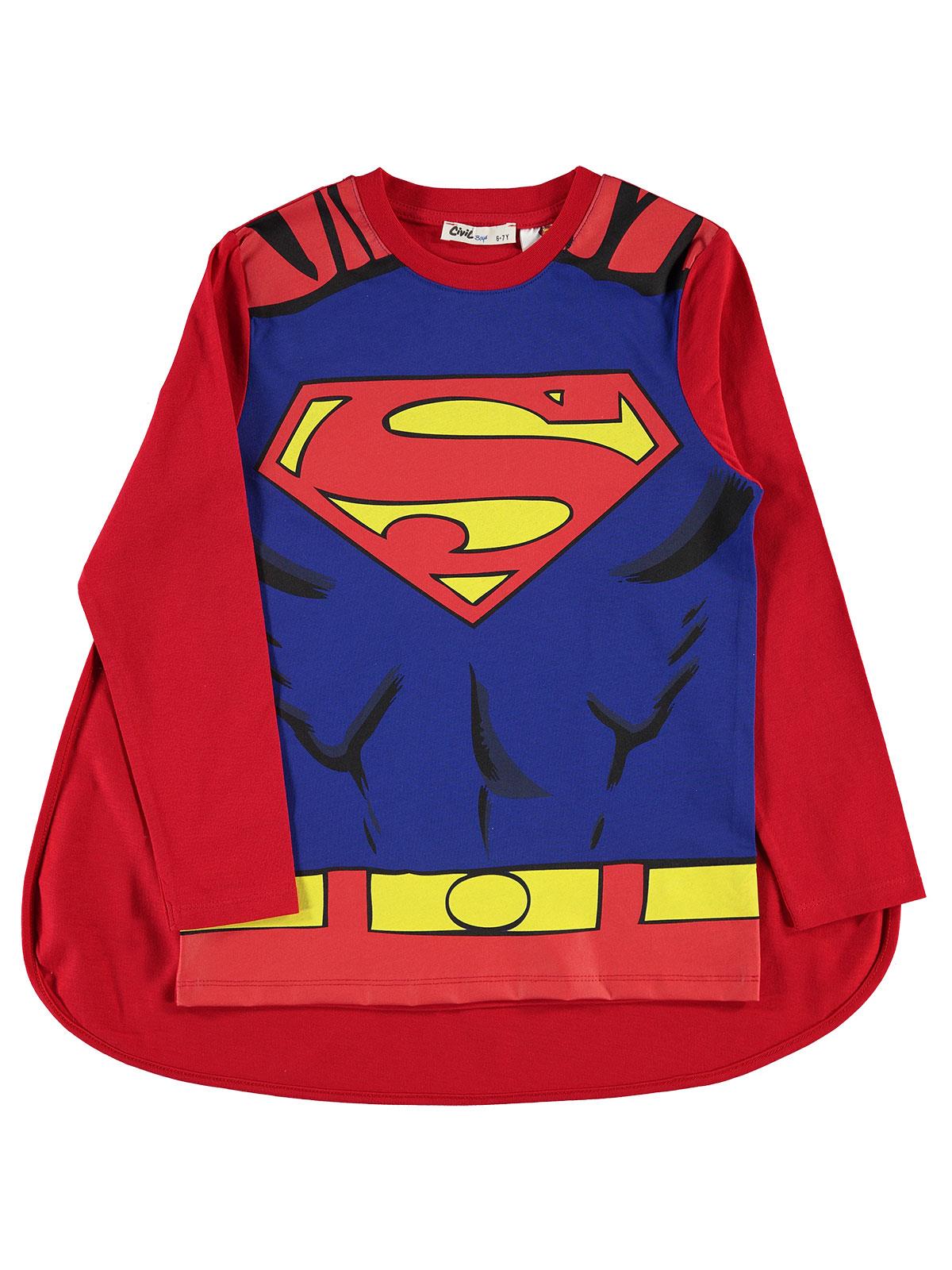 Superman Erkek Çocuk Pelerinli Sweatshirt 6-9 Yaş Kırmızı