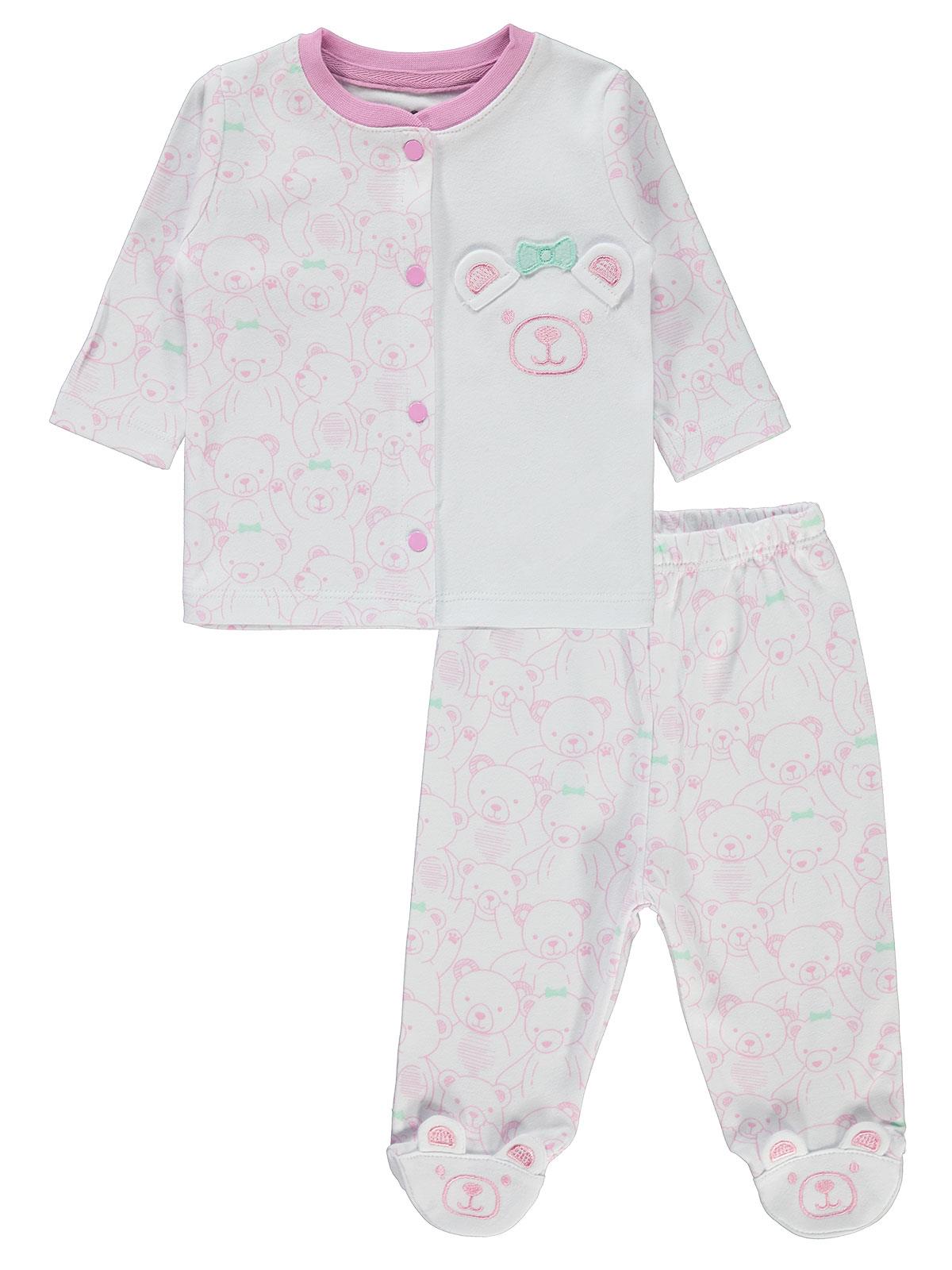 Kujju Kız Bebek Pijama Takımı 0-6 Ay Pembe