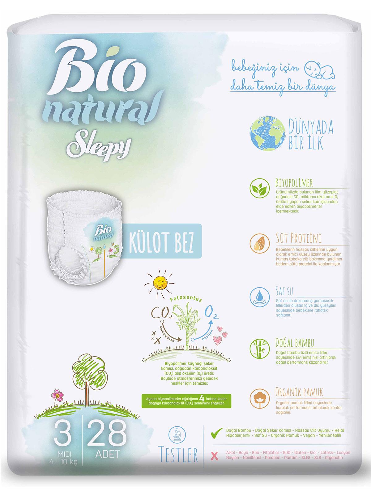 Sleepy Bio Natural Külot Bez 3 Numara Midi 4-10 kg 28 Adet
