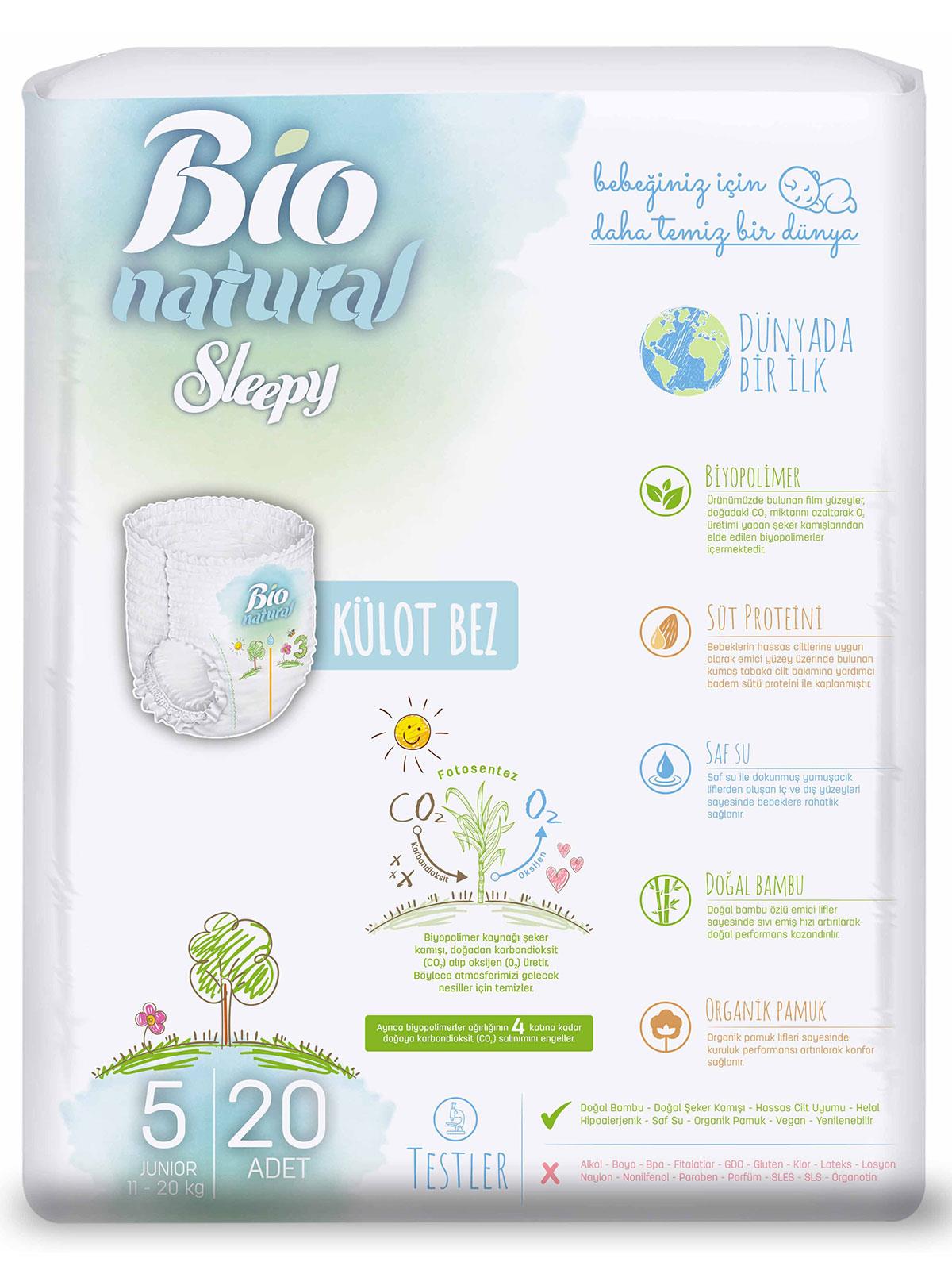 Sleepy Bio Natural Külot Bez 5 Numara Junior 11-20 kg 20 Adet