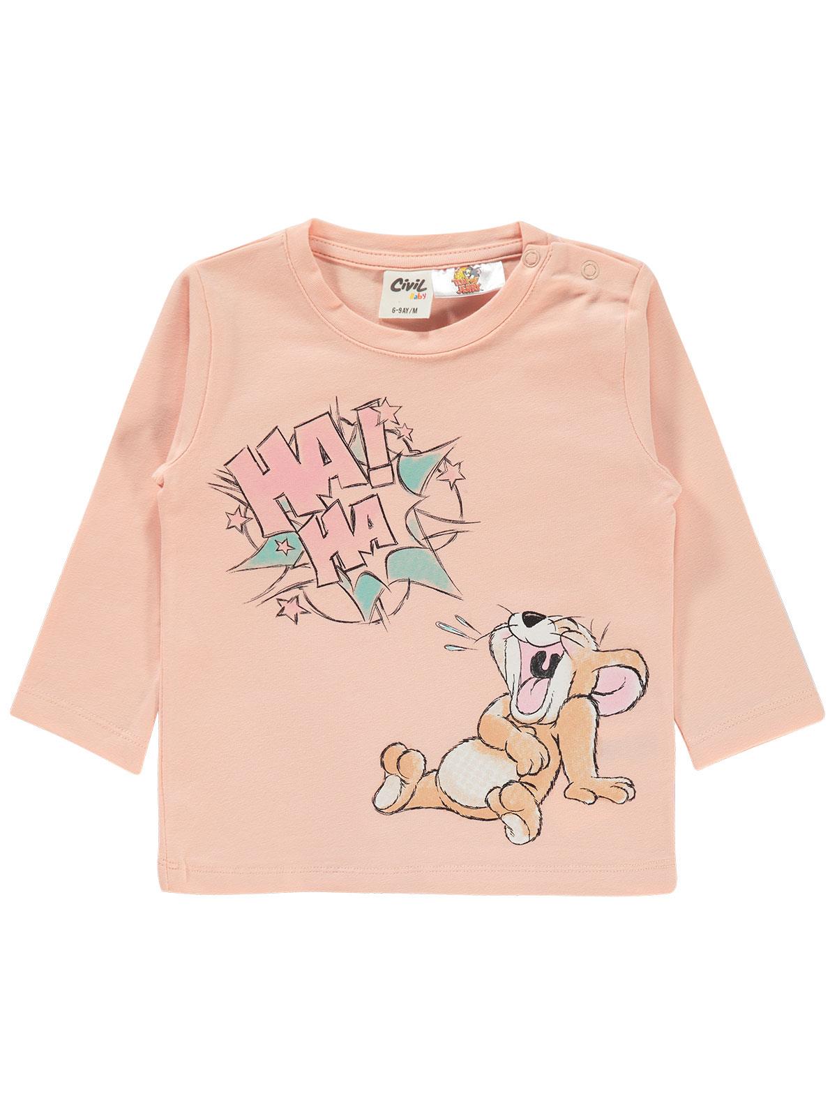 Tom And Jerry Kız Bebek Sweatshirt 6-18 Ay Pudra