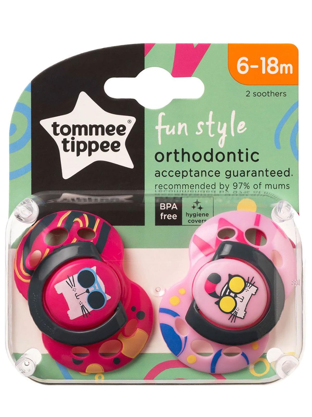 Tommee Tippee Fun Style 2'li Ortodontik Silikon Emzik 6-18 Ay Fuşya