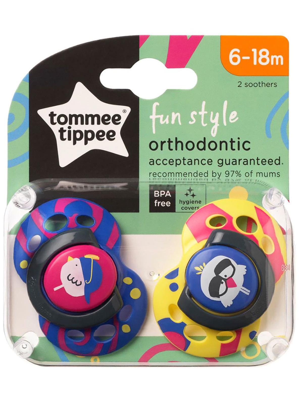 Tommee Tippee Fun Style 2'li Ortodontik Silikon Emzik 6-18 Ay Mor