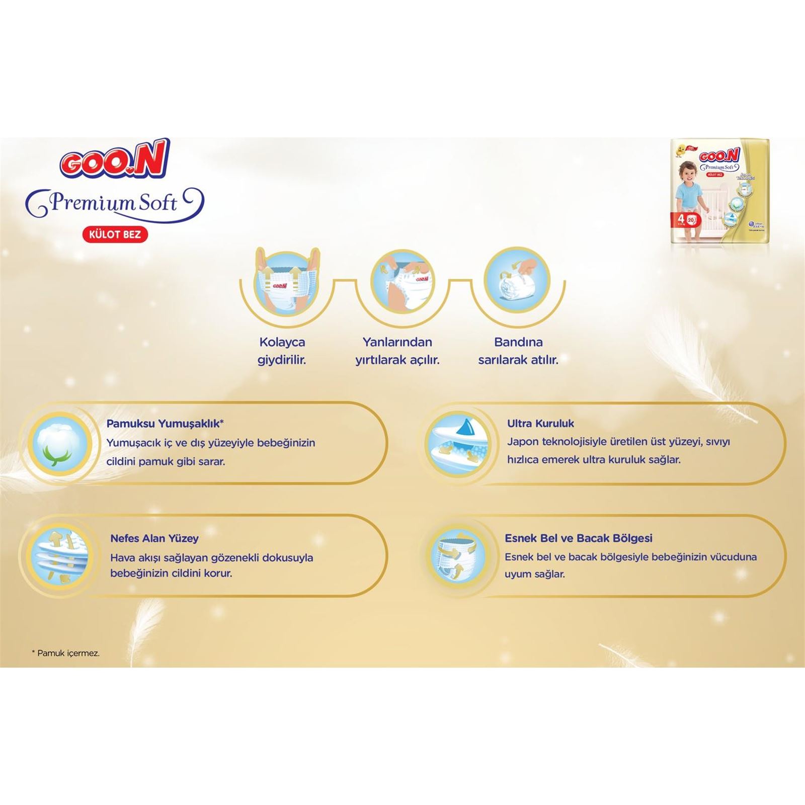 Goon Premium Külot İkiz Bebek Bezi 7 Beden 60 Adet Aylık Fırsat Paketi