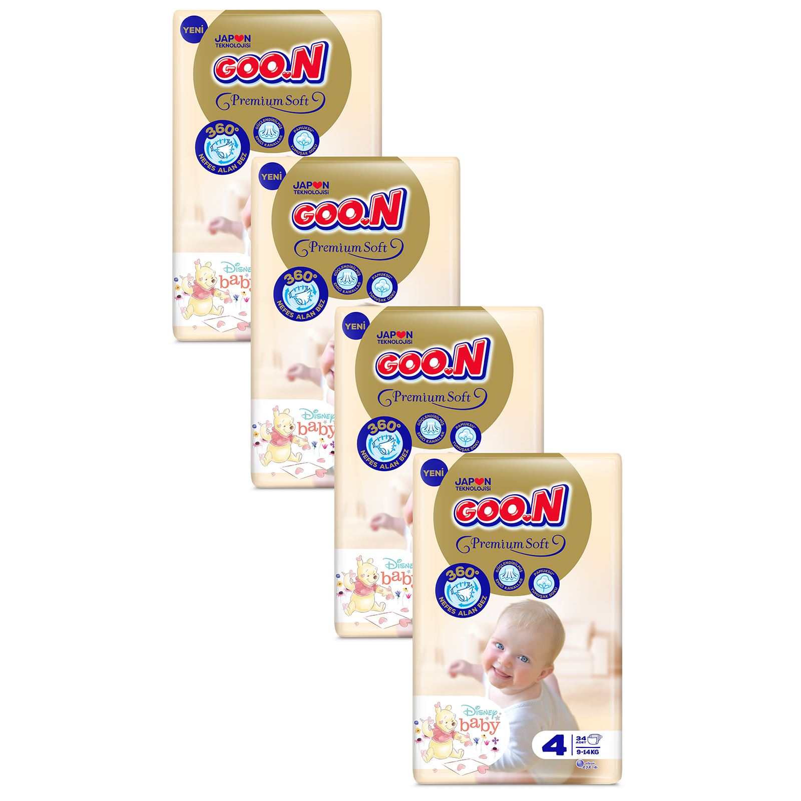 Goon Bebek Bezi Premium Soft 4 Beden 136 Adet Aylık Fırsat Paketi