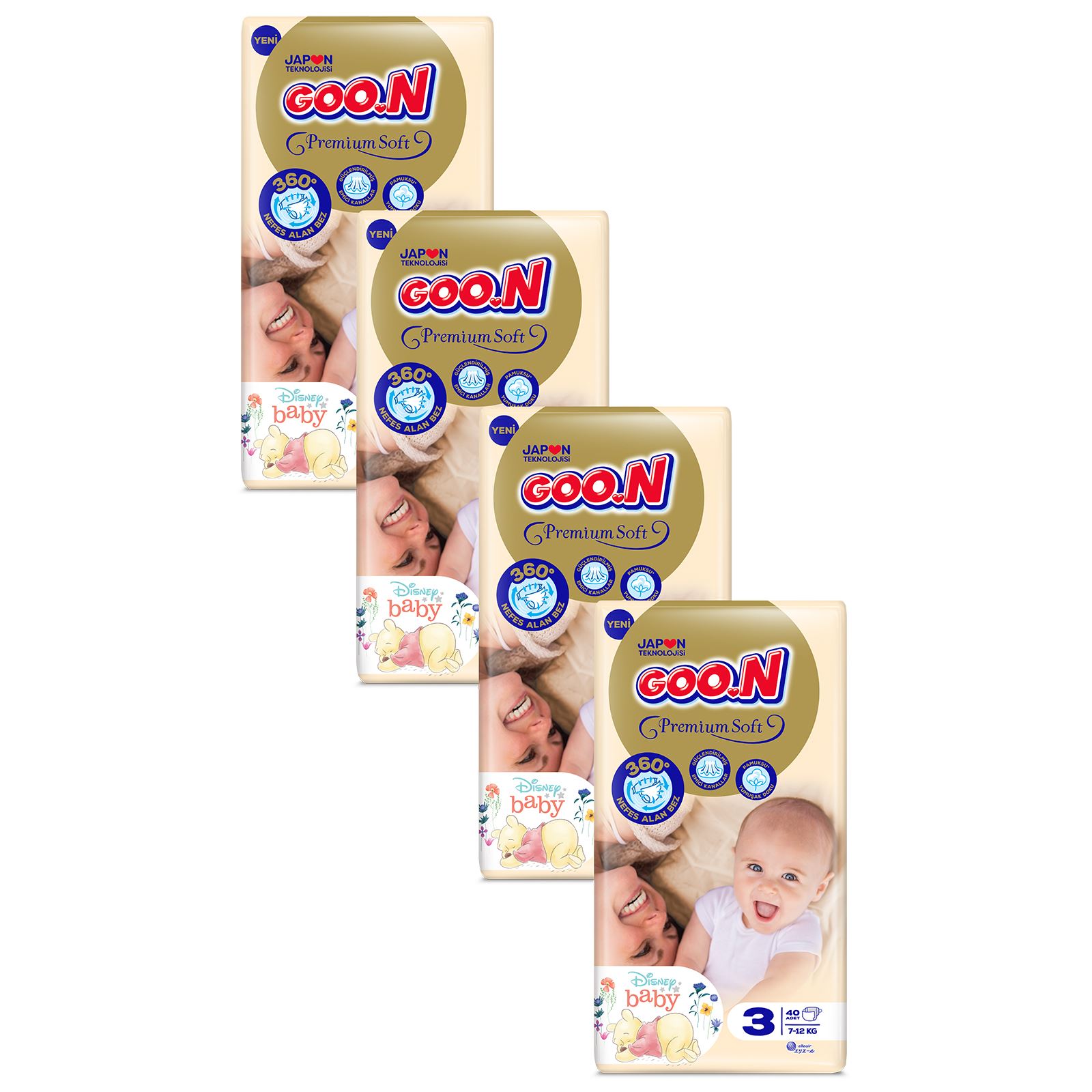Goon Premium Soft Bebek Bezi 3 Beden Jumbo 160 Adet Aylık Fırsat Paketi