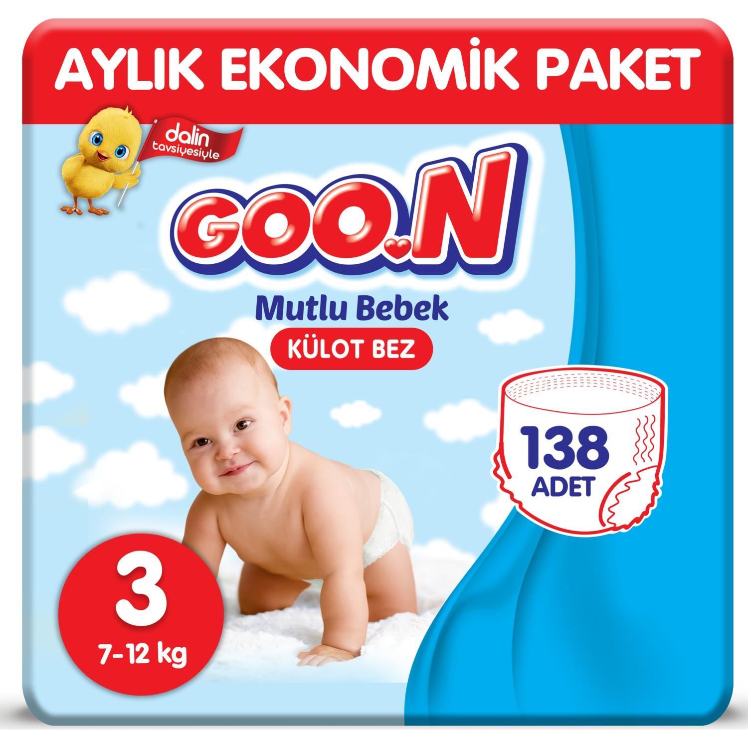 Goon Mutlu Bebek Külot Jumbo Bebek Bezi 3 Beden 138 Adet Aylık Fırsat Paketi