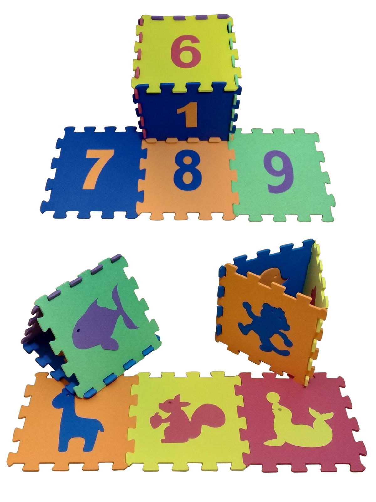 Elfobaby 18 Parça Eva Puzzle Oyun Matı 33cm x 33cm Sayılar ve Hayvanlar