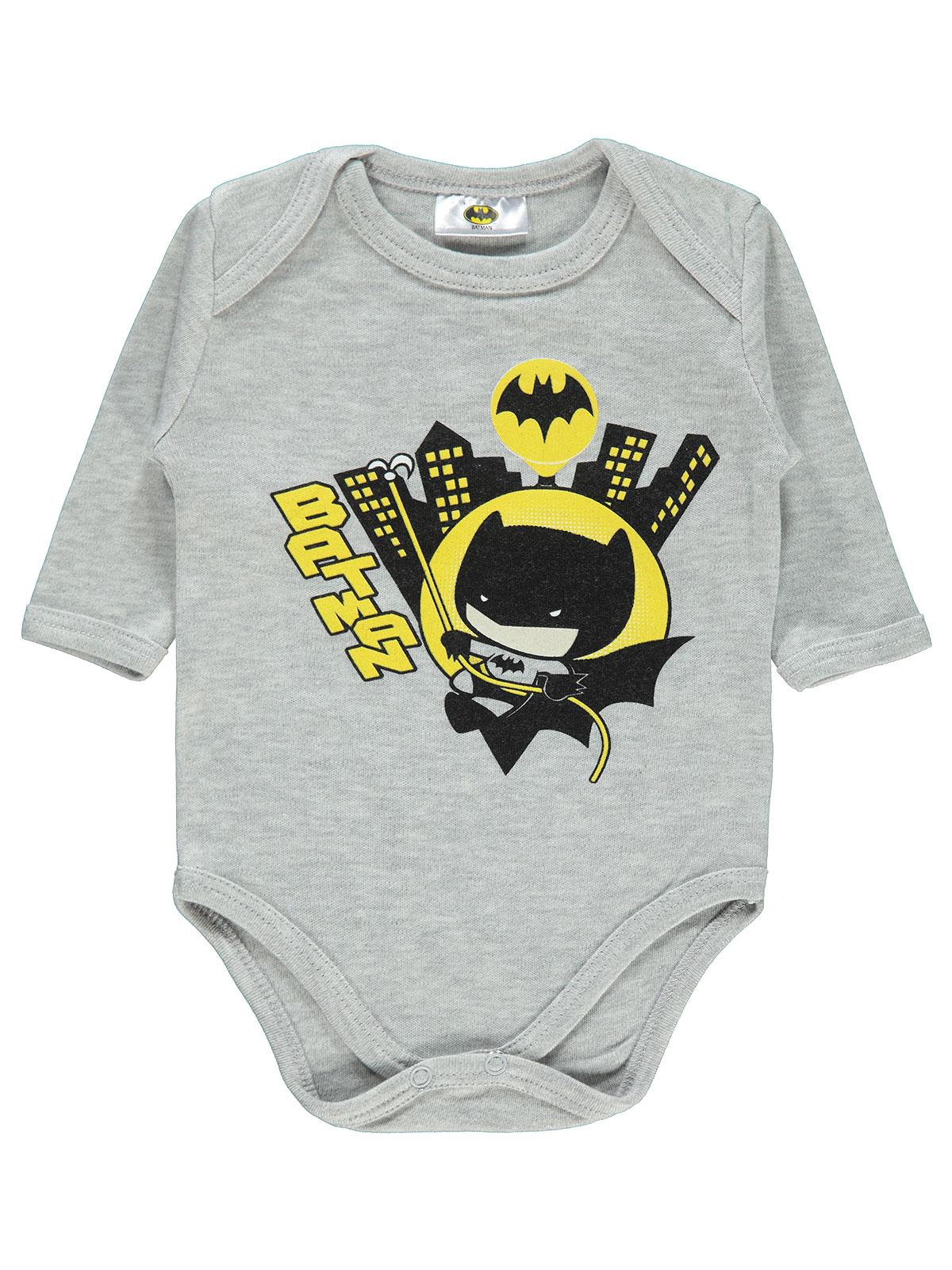 Batman Erkek Bebek Çıtçıtlı Badi 0-24 Ay Gri
