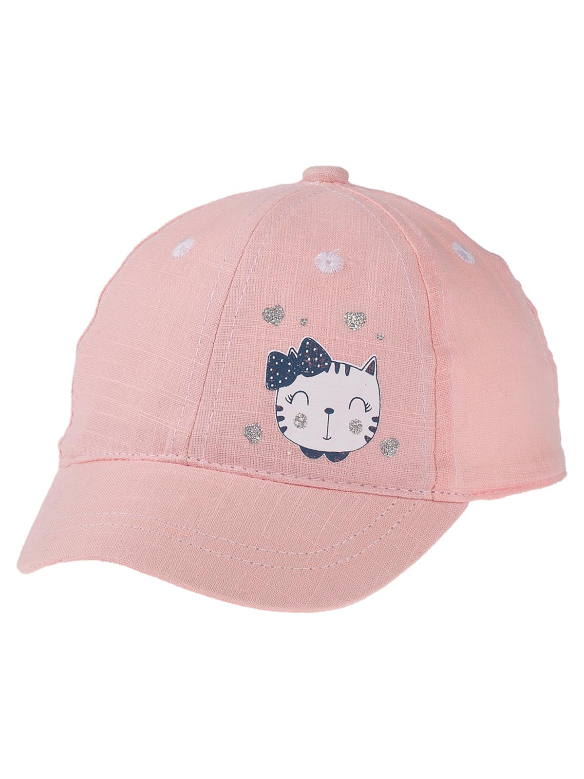 Kitti Kız Bebek Kep Şapka 0-18 Ay Pudra Pembe