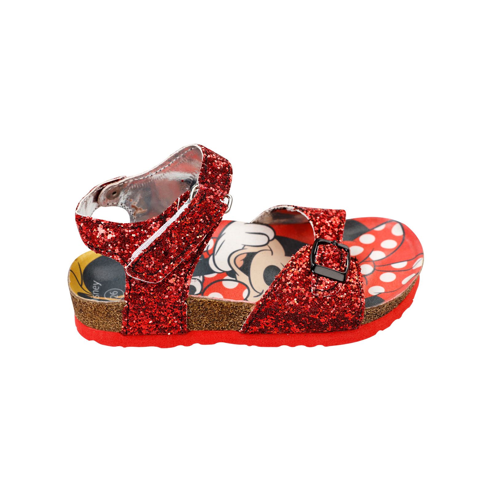 Minnie Mouse Kız Çocuk Simli Sandalet 25-30 Numara Kırmızı